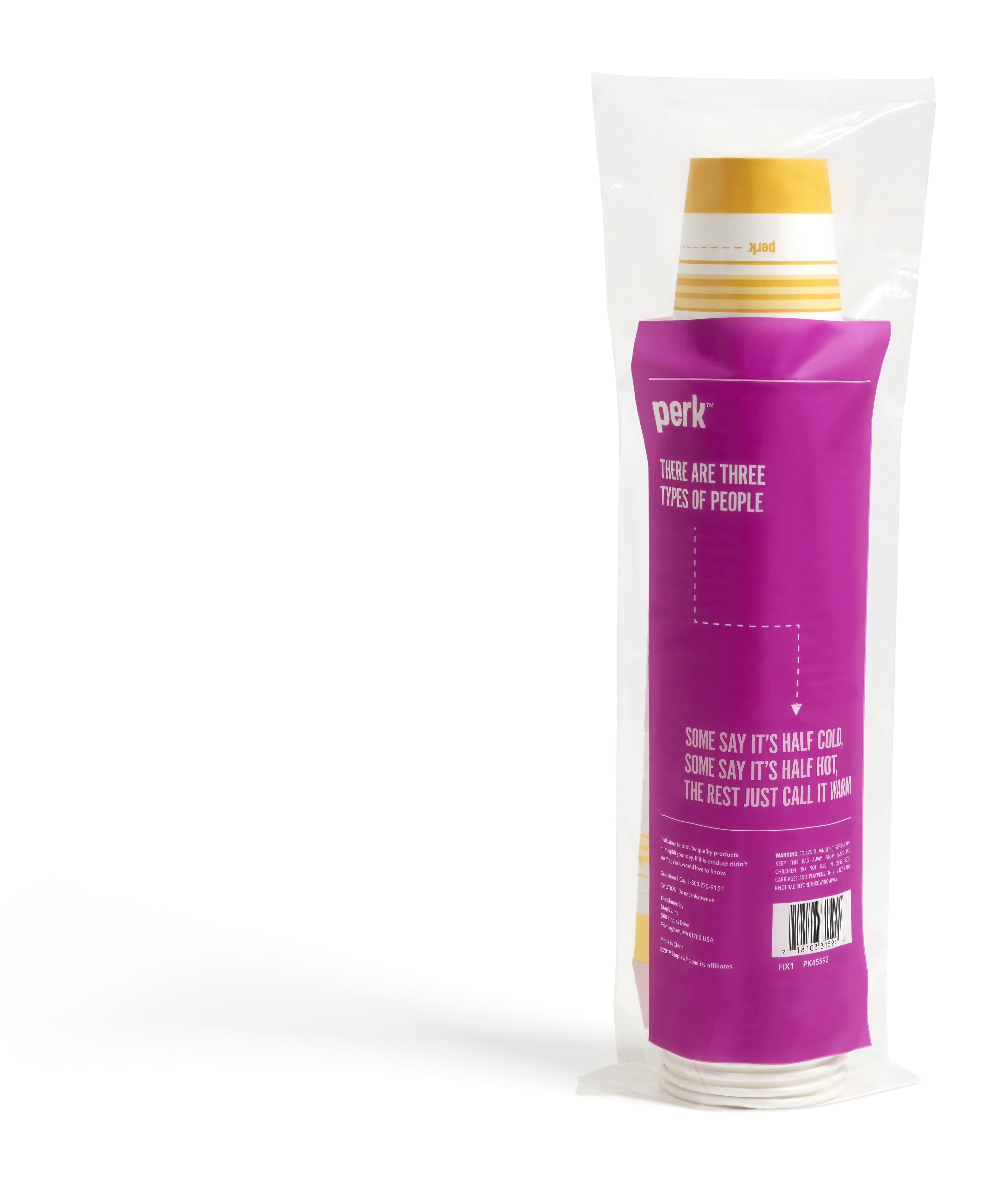 Perk™ Paper Hot Cup, 8 Oz., White/Yellow, 50/Pack