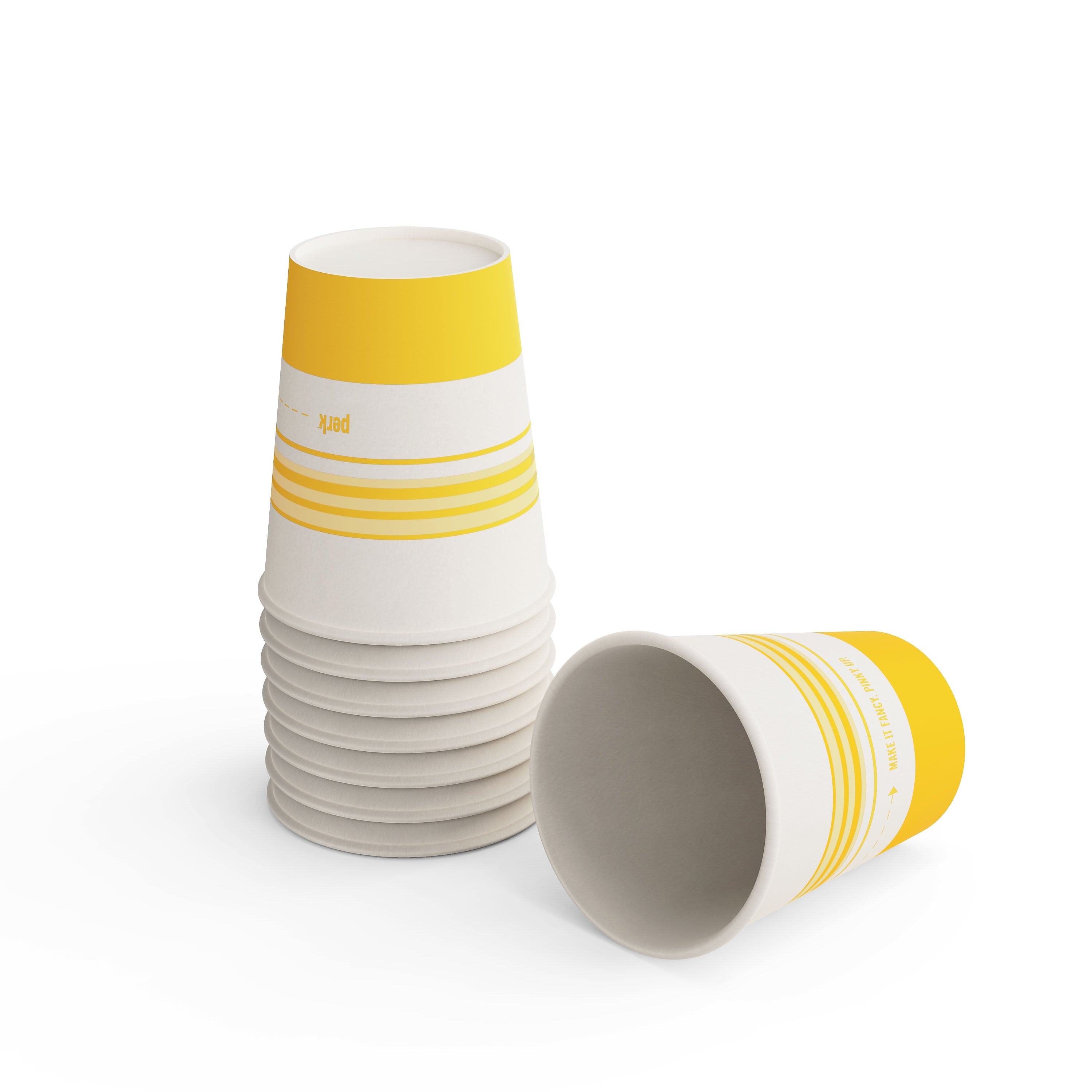 Perk™ Paper Hot Cup, 8 Oz., White/Yellow, 50/Pack