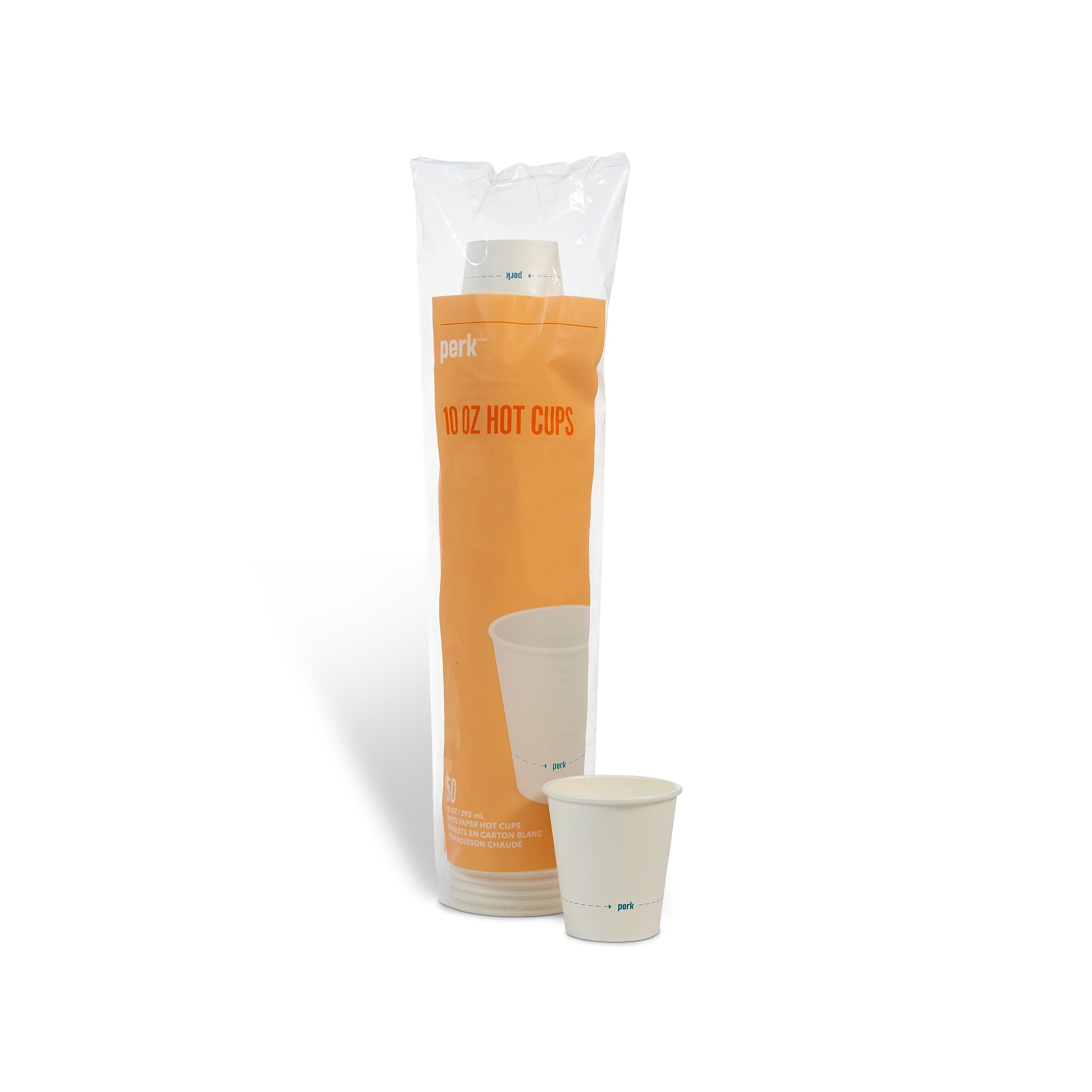 Perk™ Paper Hot Cups, 10 oz., White, 50/Pack