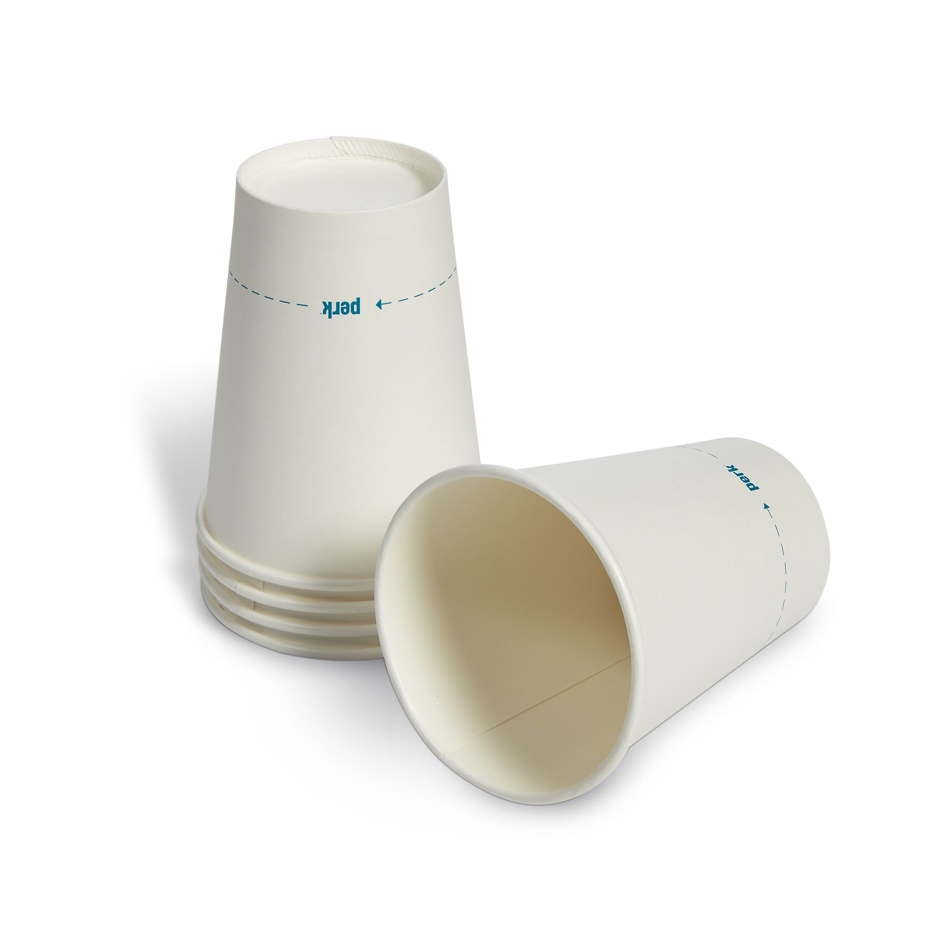 Perk™ Paper Hot Cups, 12 oz., White, 50/Sleeve, 10 Sleeves/Carton