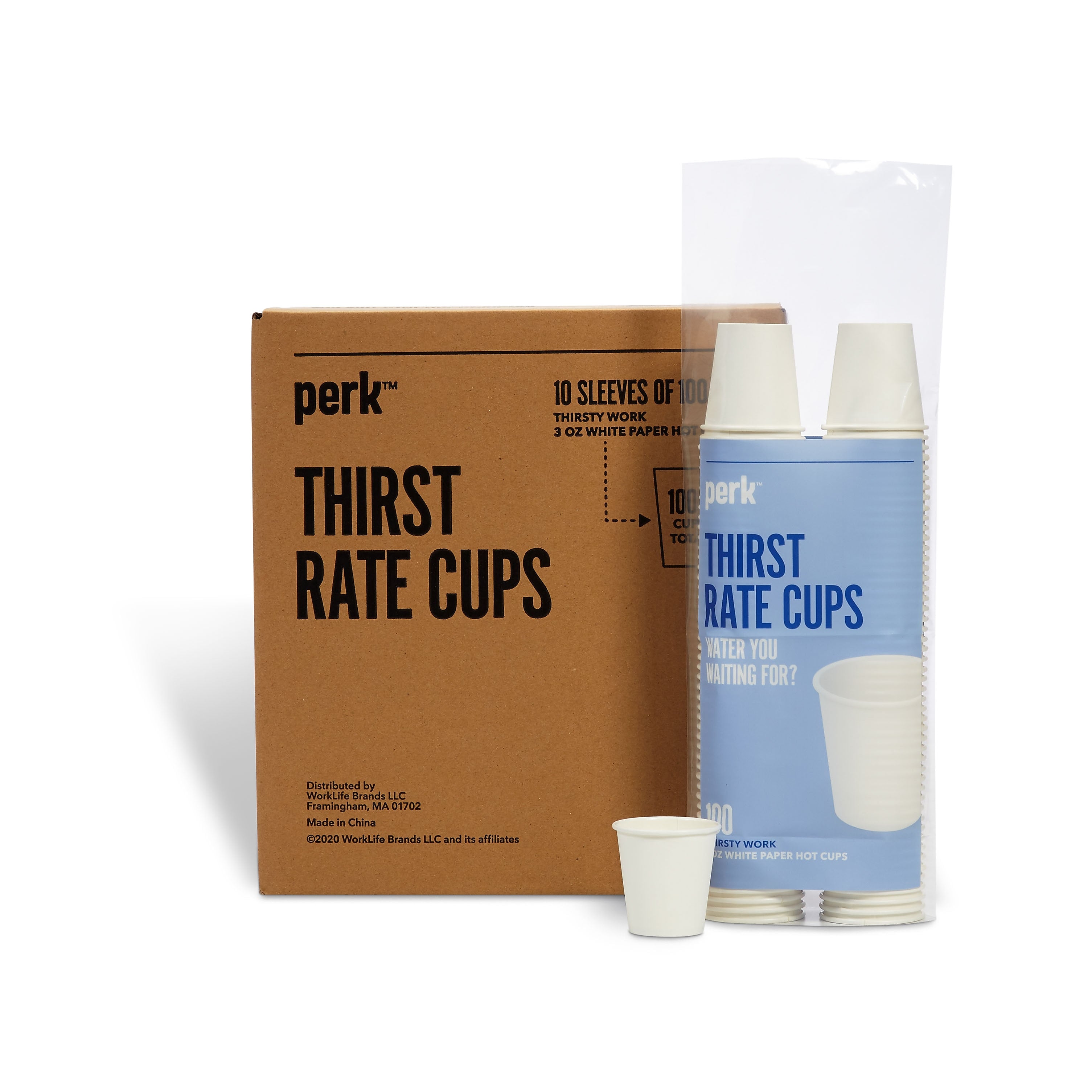 Perk™ Paper Hot Cups, 3 oz., White, 100/Sleeve, 10 Sleeves/Carton