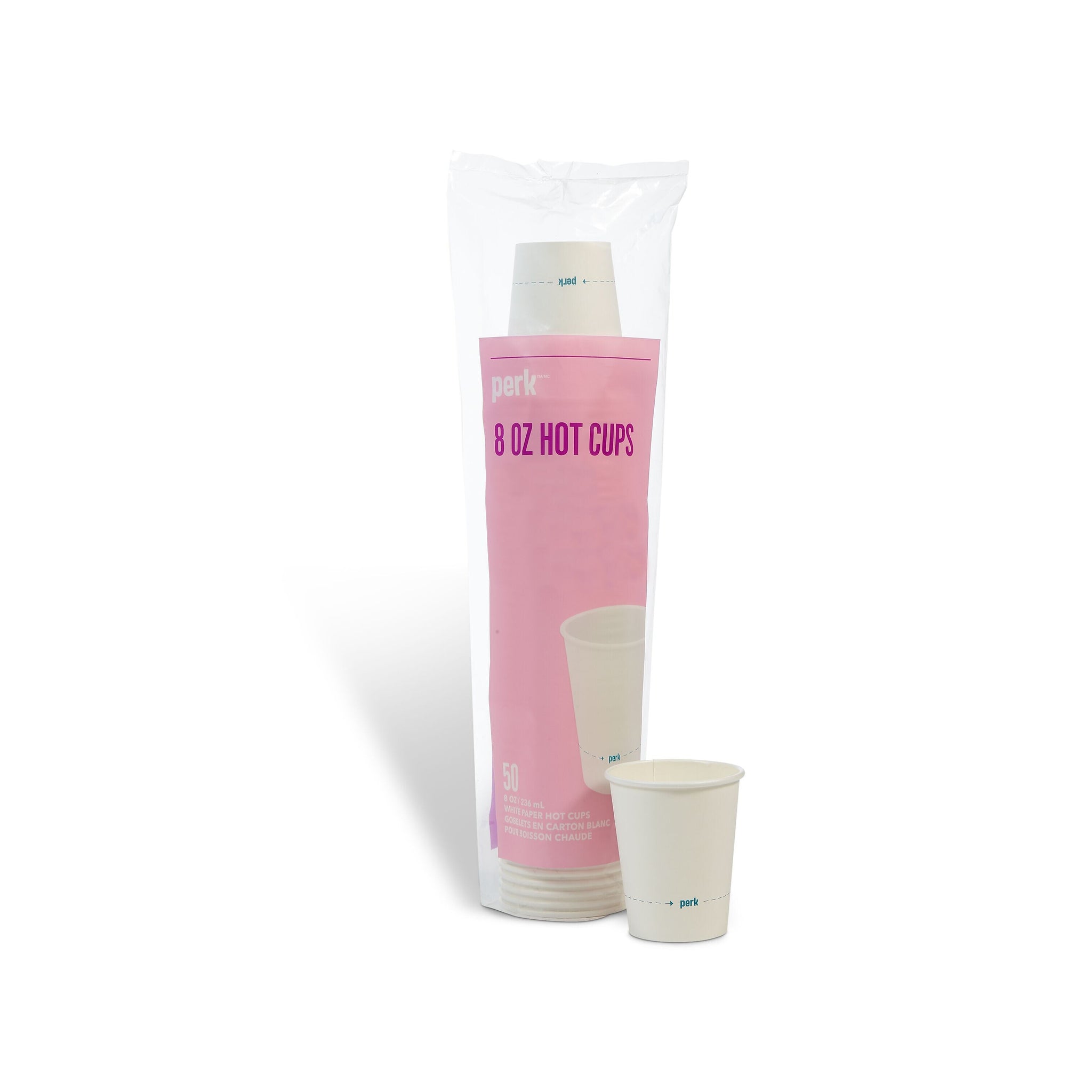 Perk™ Paper Hot Cups, 8 oz., White, 50/Pack