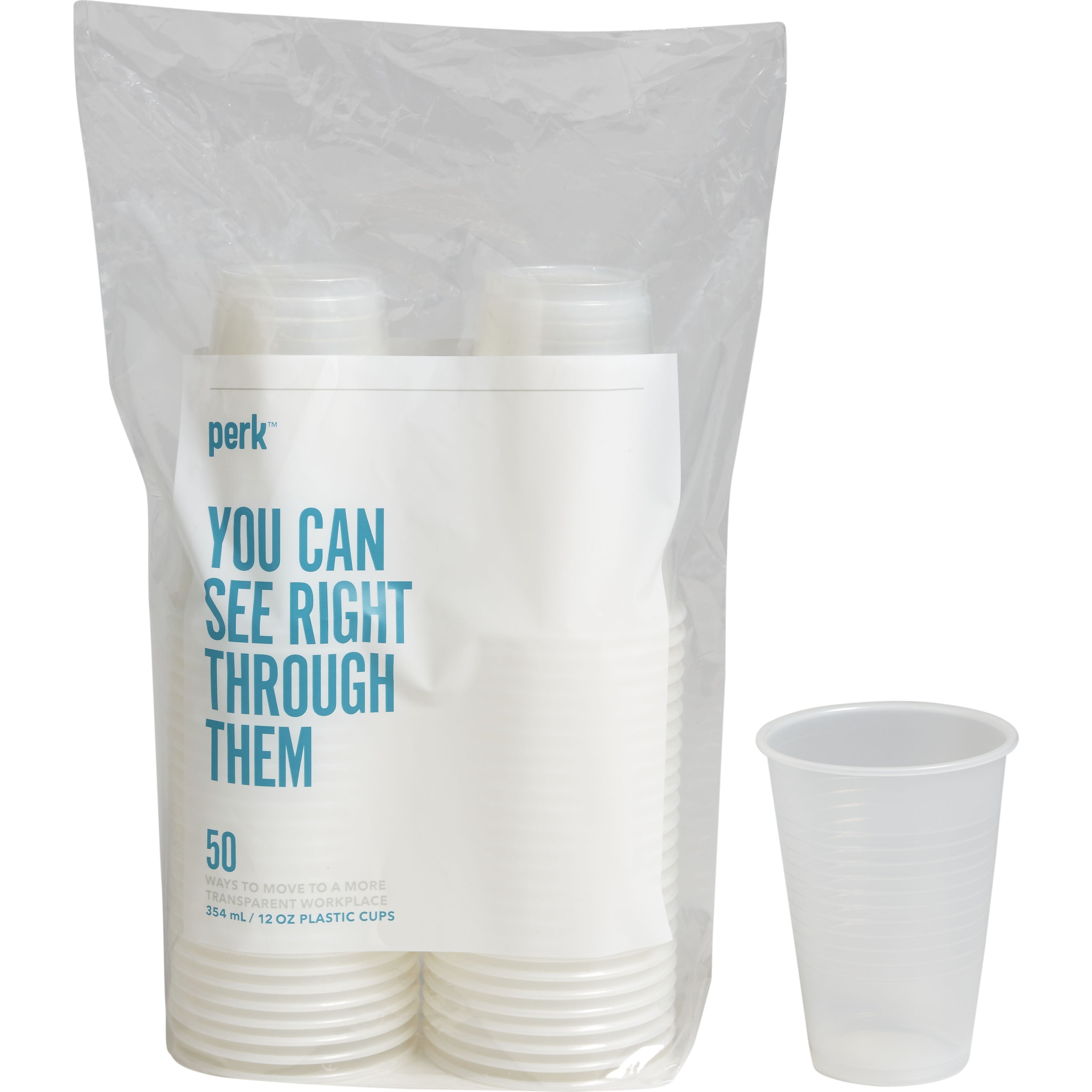 Perk™ Plastic Cold Cup, 12 Oz., Clear, 50/Pack