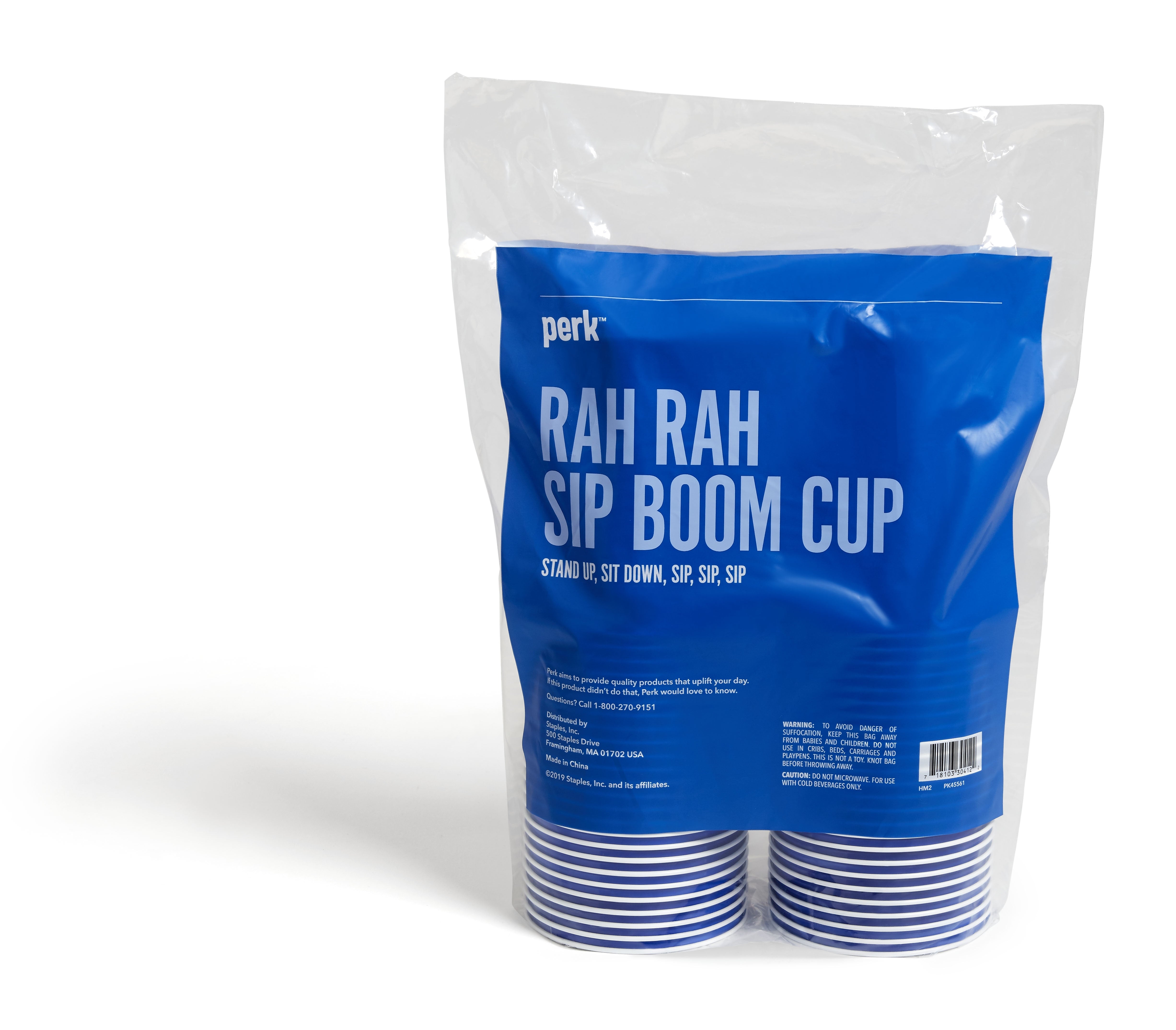 Perk™ Plastic Cold Cup, 16 Oz., Blue, 50/Pack