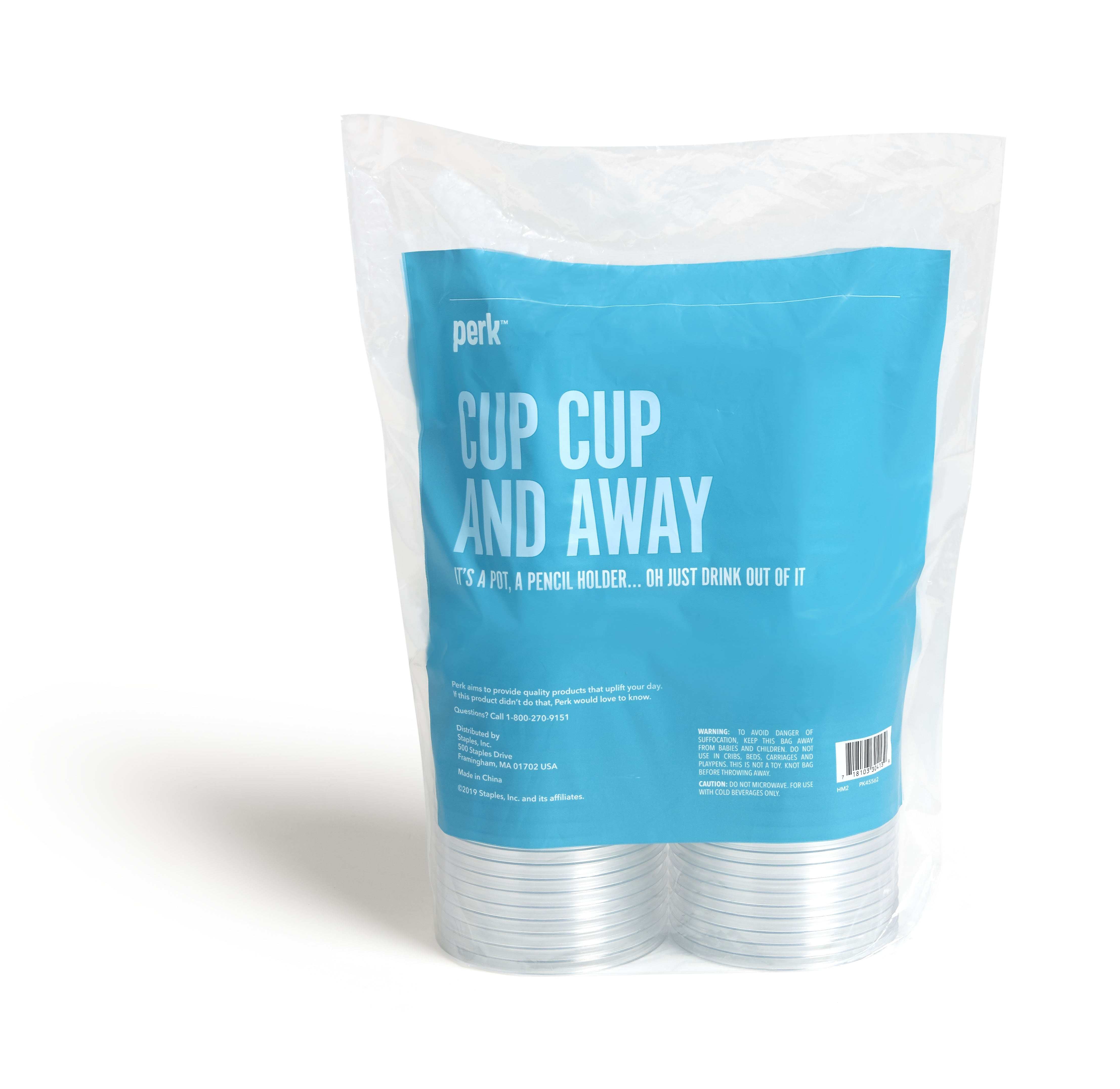 Perk™ Plastic Cold Cup, 16 Oz., Clear, 500/Carton