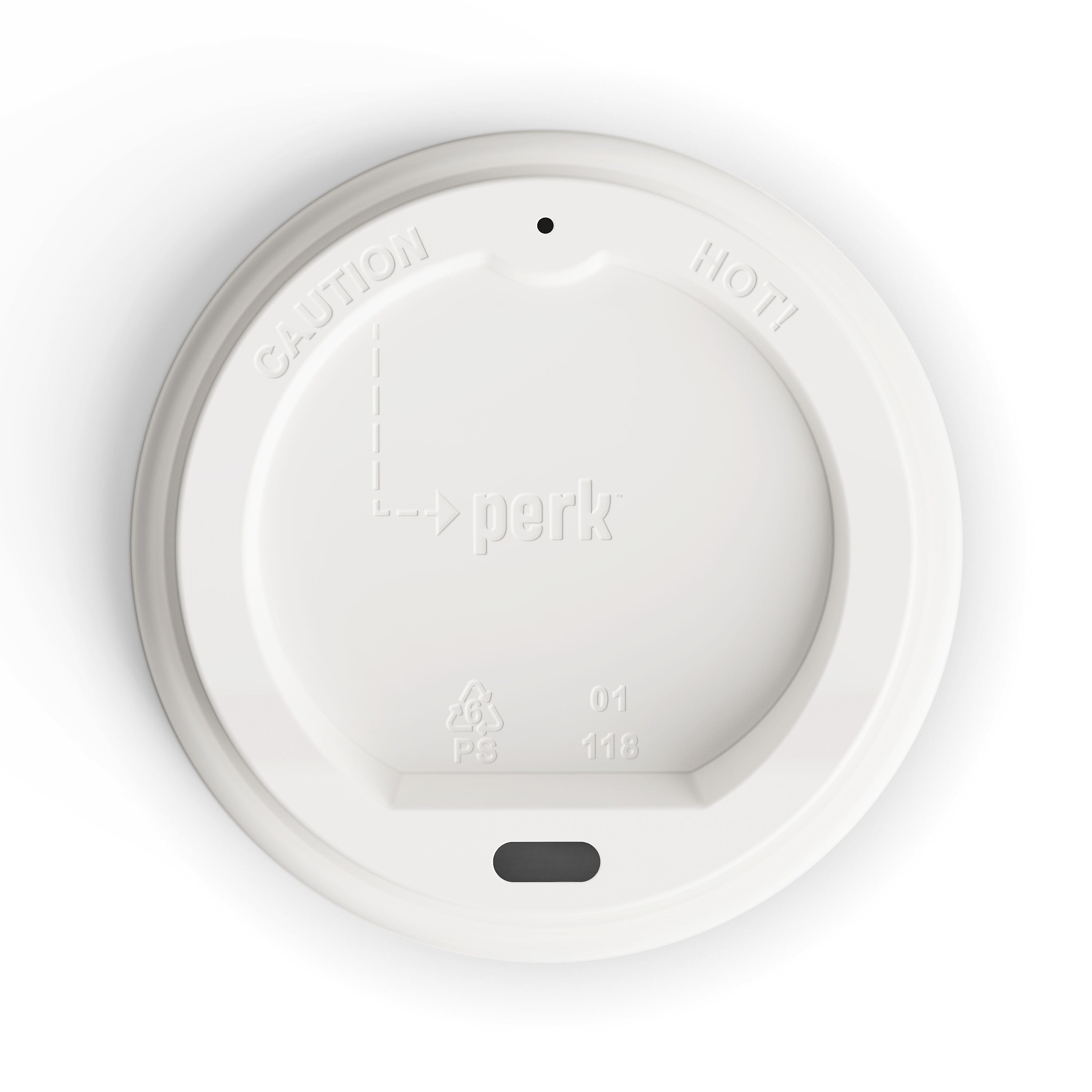 Perk™ Plastic Hot Cup Lid, 10/12/16 Oz., White, 500/Carton