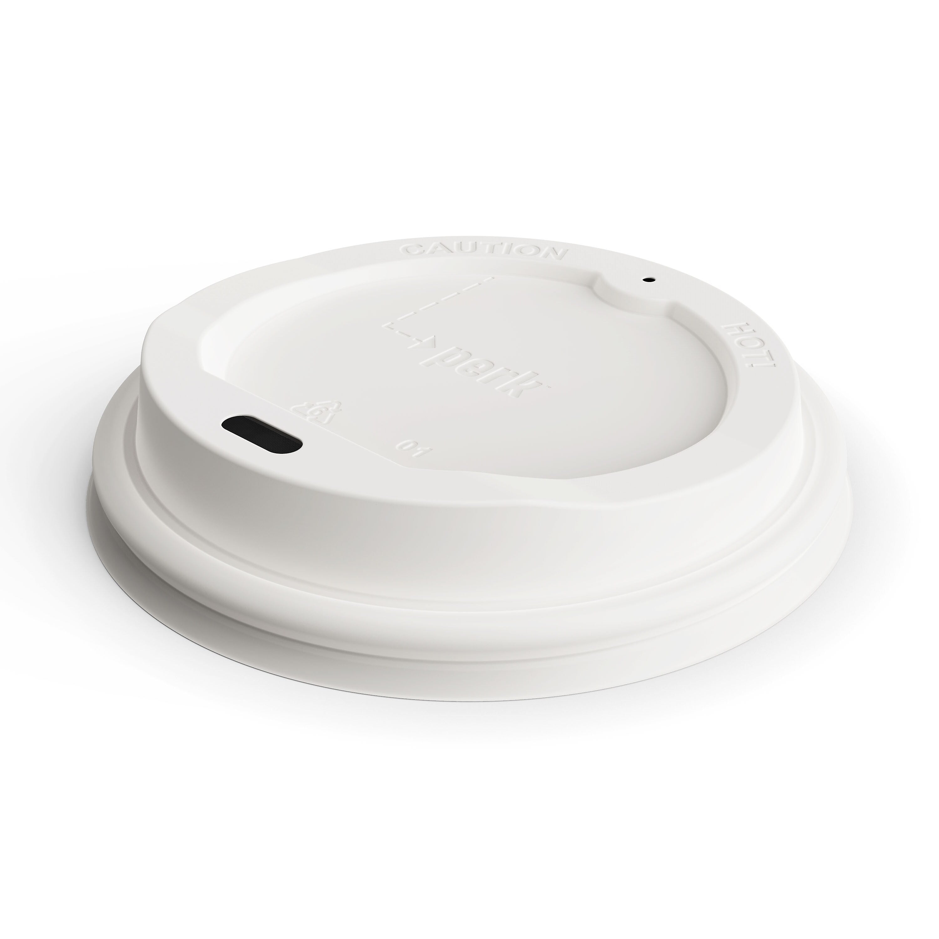 Perk™ Plastic Hot Cup Lid, 10/12/16 Oz., White, 500/Carton