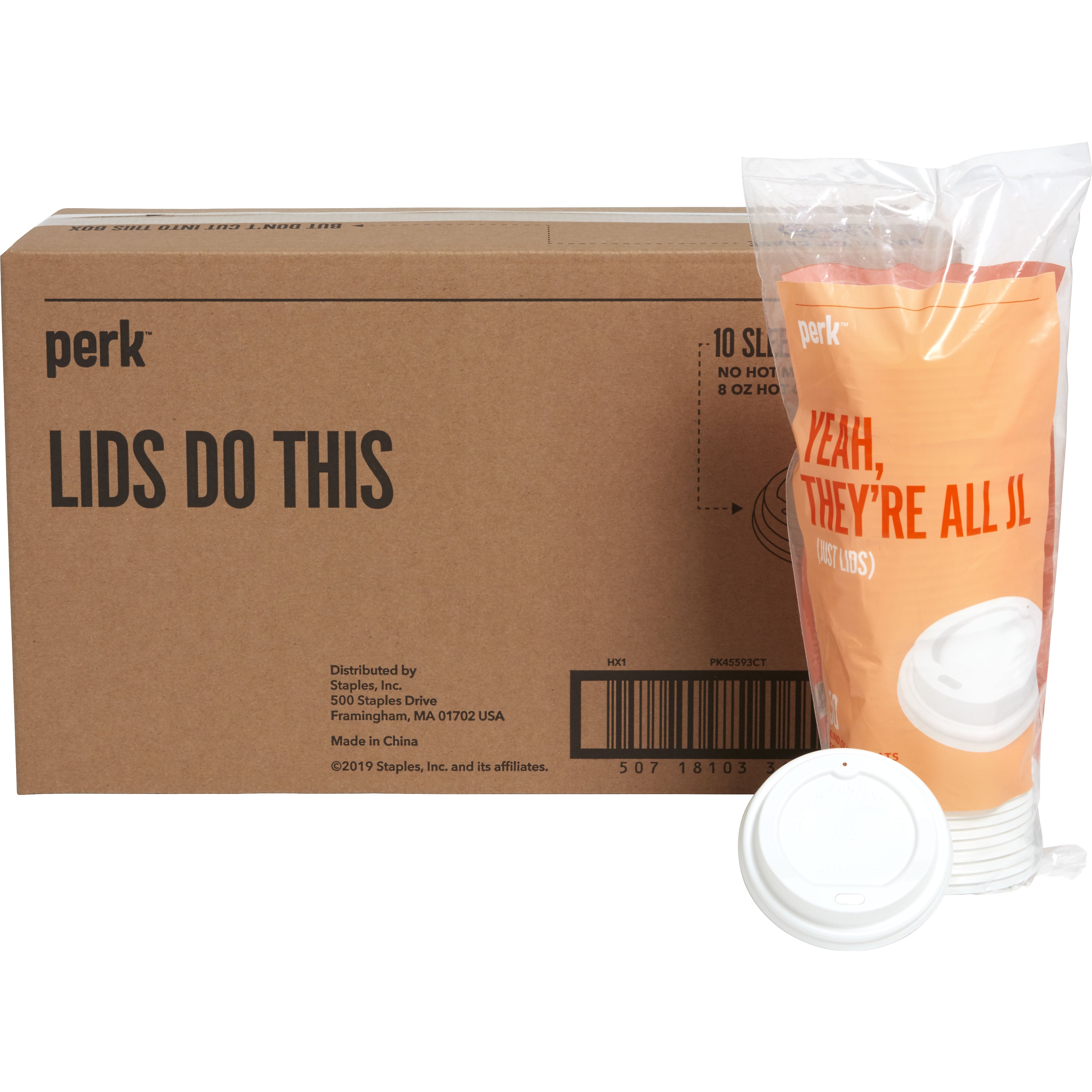 Perk™ Plastic Hot Cup Lid, 8 Oz., White, 500/Carton