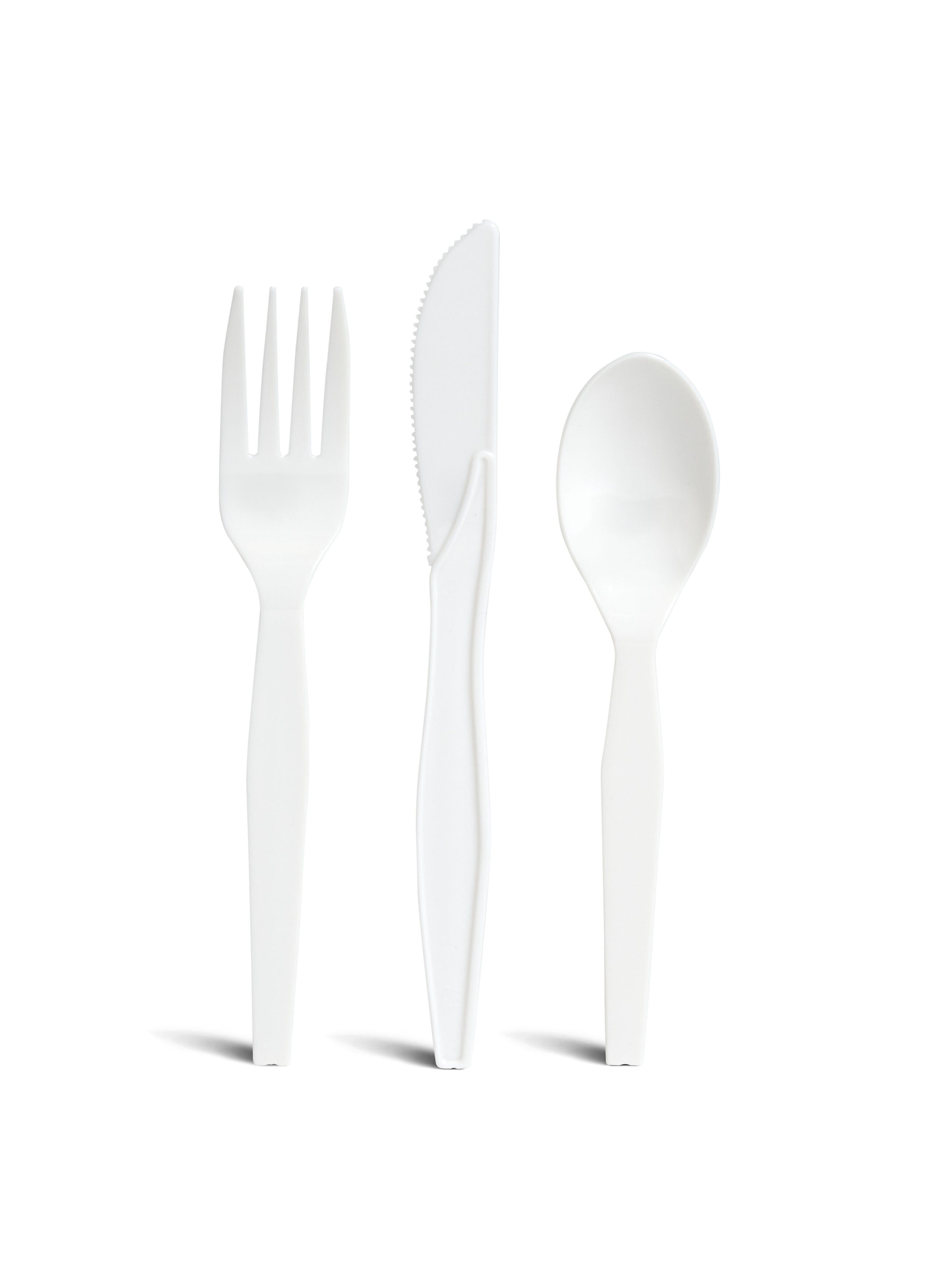 Perk™ Polystyrene Assorted Cutlery, Medium-Weight, White, 300/Pack