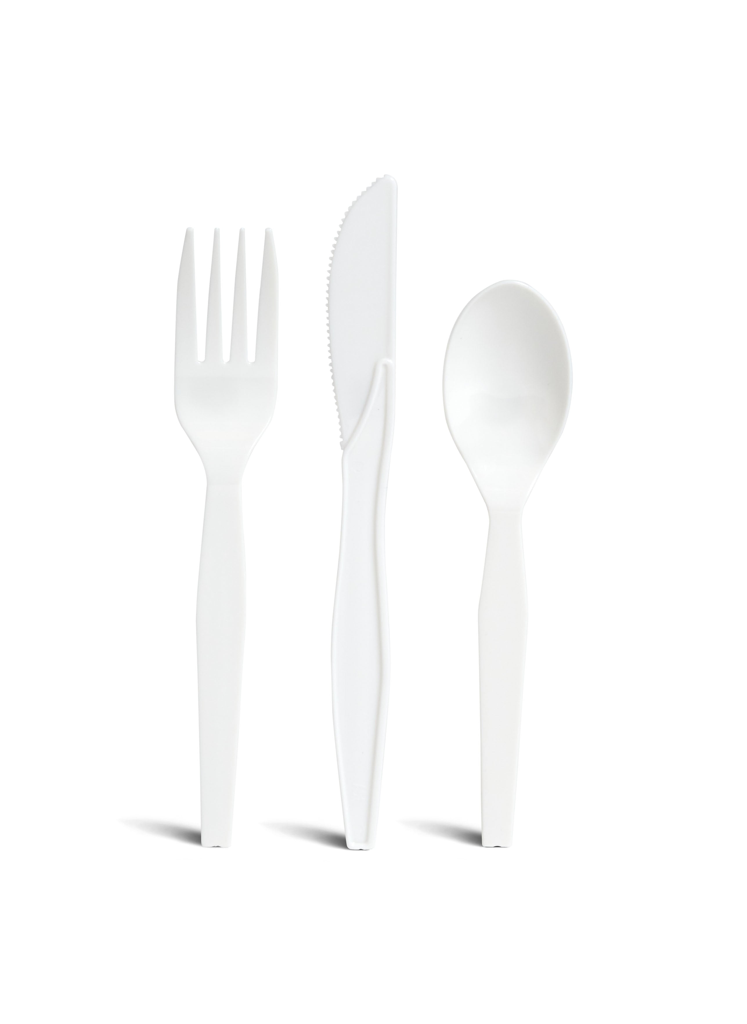 Perk™ Polystyrene Assorted Cutlery, Medium-Weight, White, 300/Pack