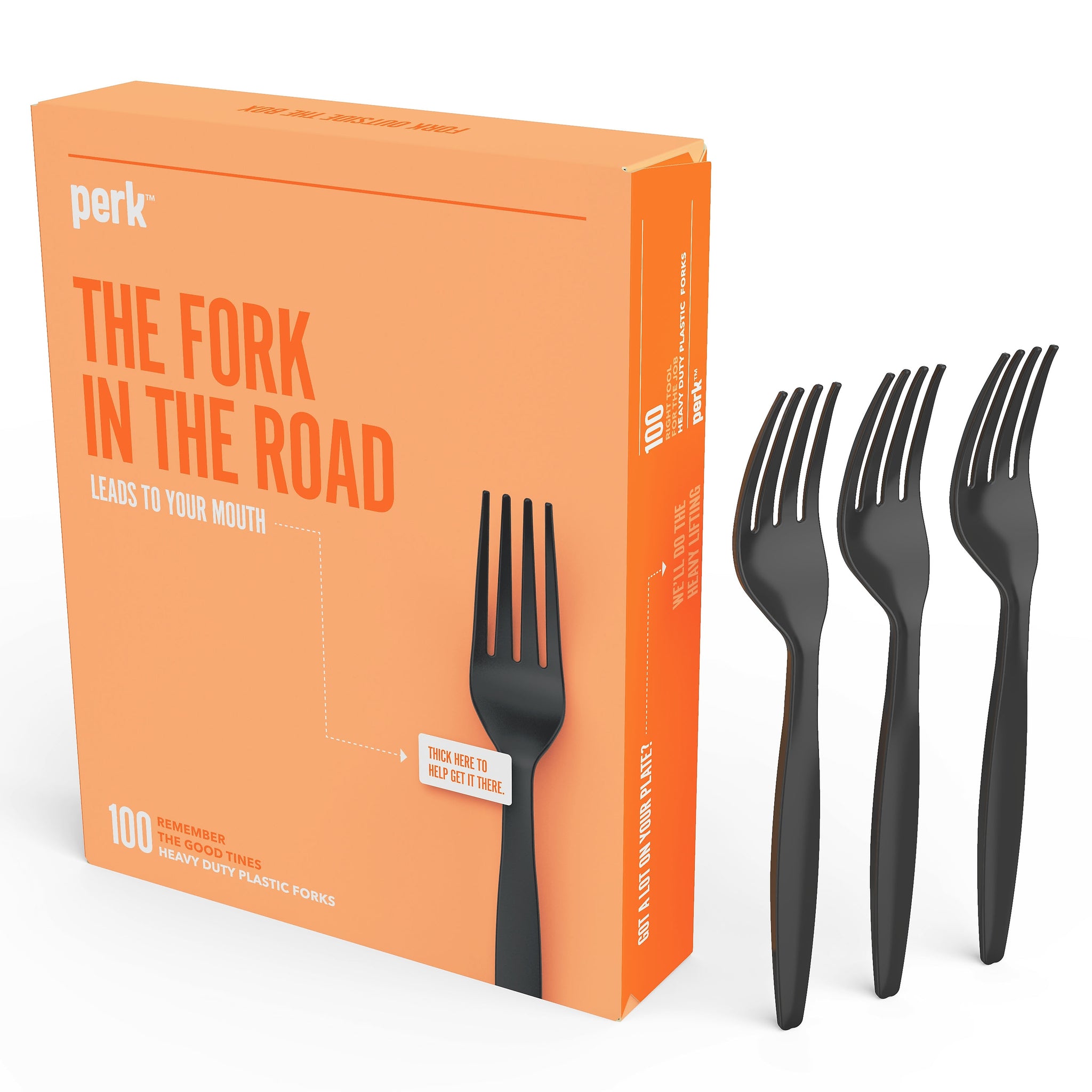 Perk™ Polystyrene Fork, Heavy-Weight, Black, 100/Pack