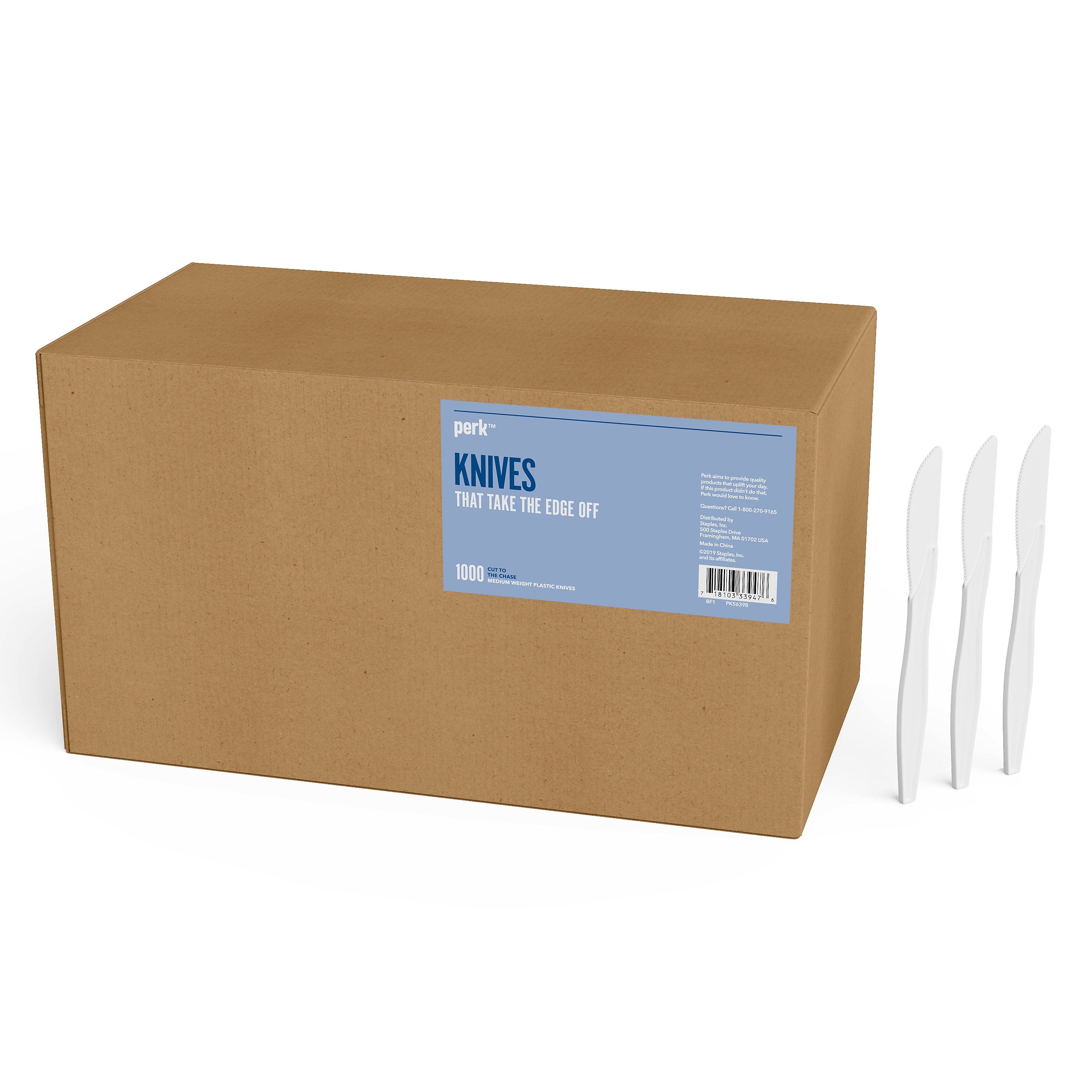 Perk™ Polystyrene Knife, Medium-Weight, White, 1000/Pack