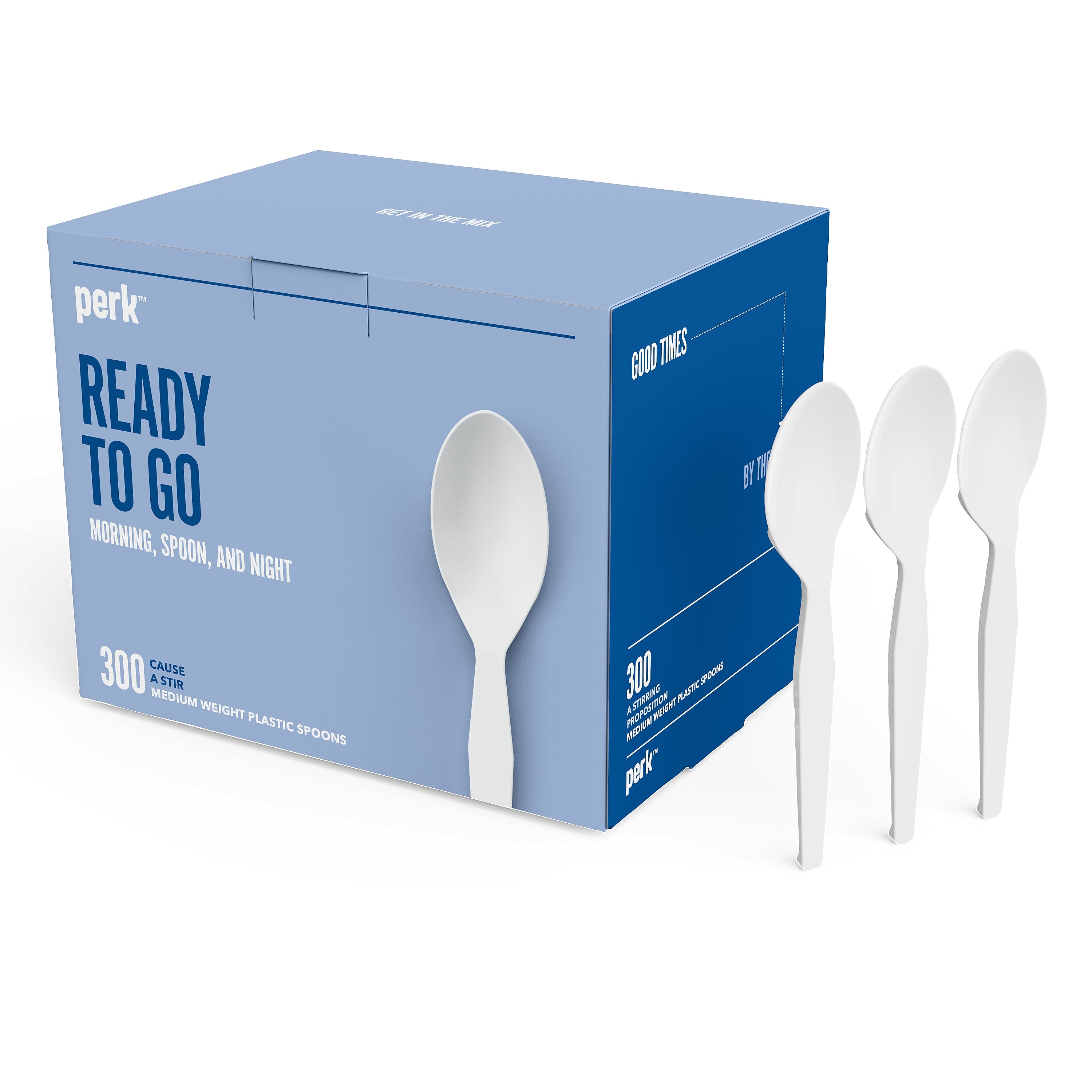 Perk™ Polystyrene Spoon, Medium-Weight, White, 300/Pack