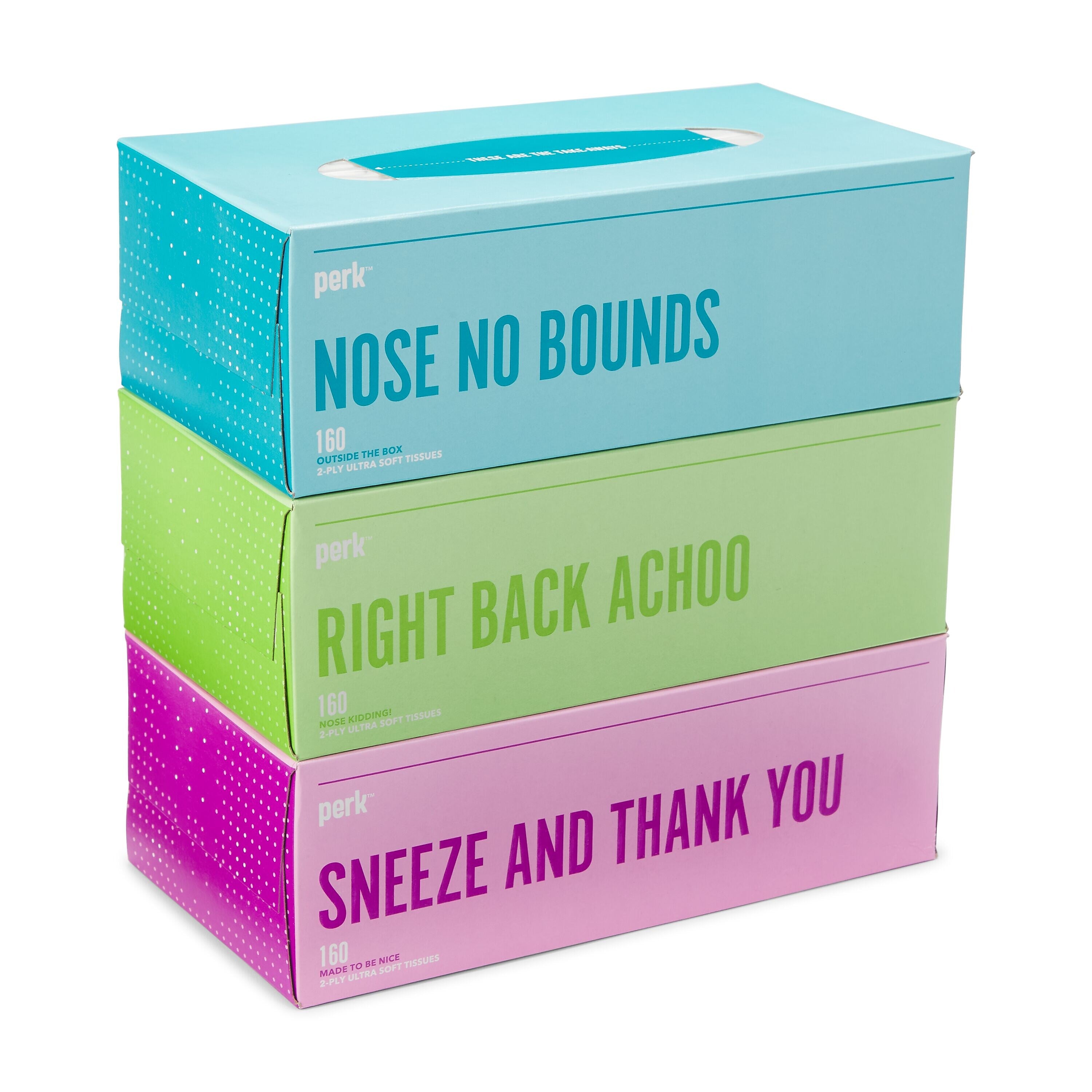 Perk™ Ultra Soft Standard Tissue, 2-Ply, 160 Sheets/Box, 3 Boxes/Pack