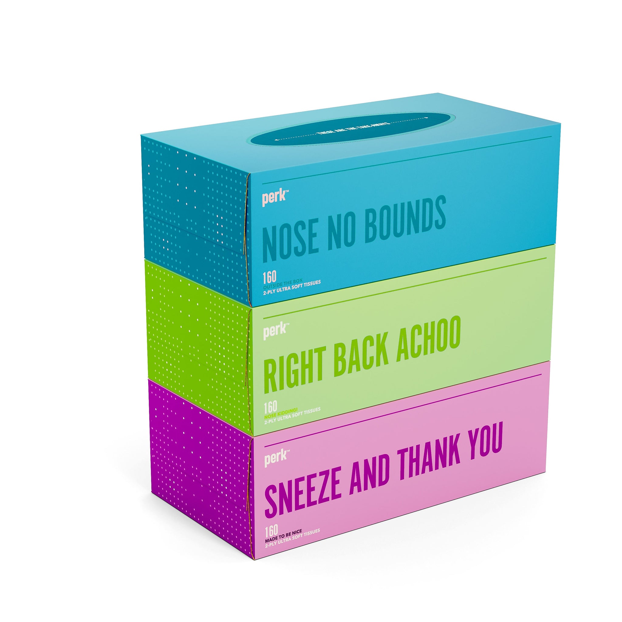 Perk™ Ultra Soft Standard Tissue, 2-Ply, 160 Sheets/Box, 3 Boxes/Pack