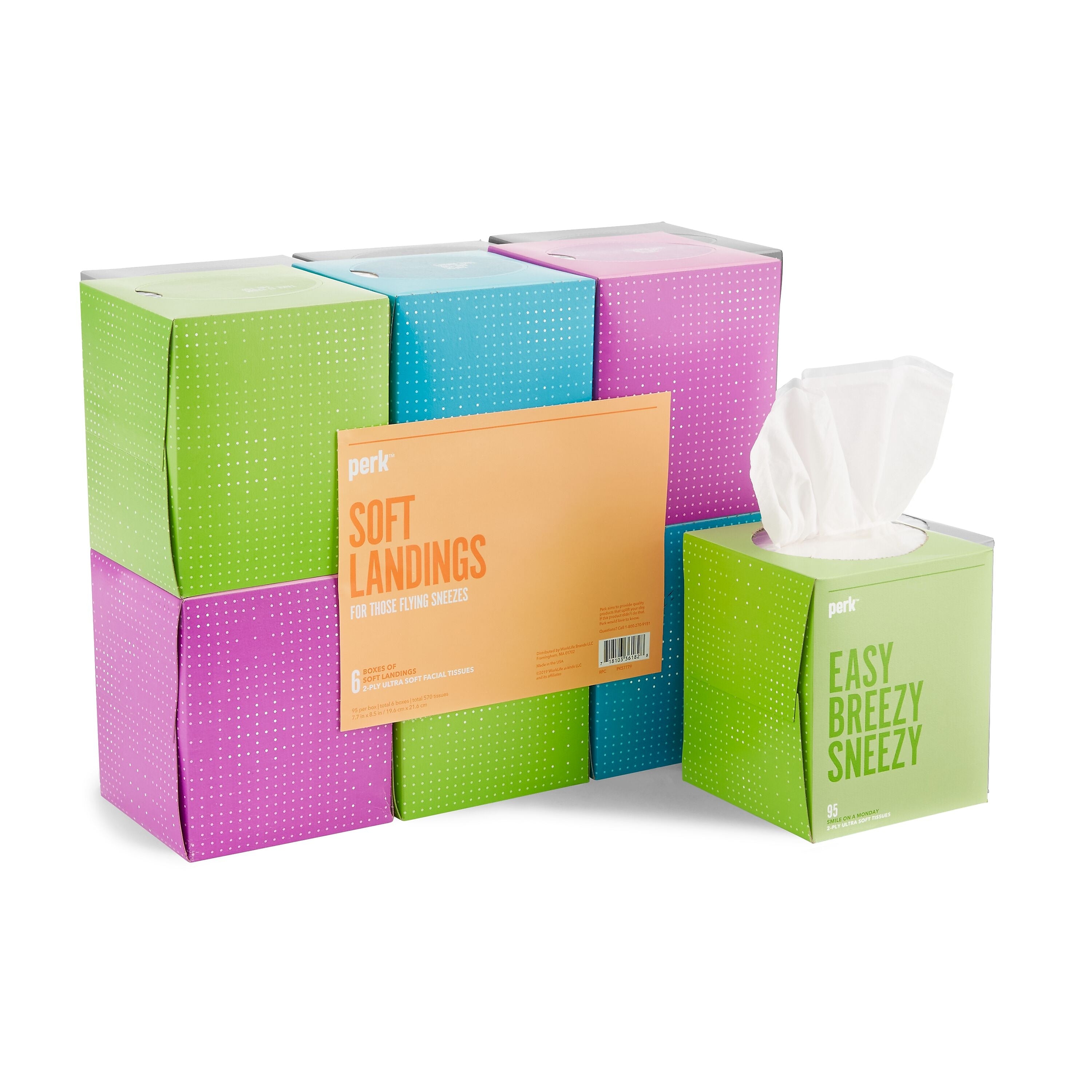 Perk™ Ultra Soft Standard Tissue, 2-Ply, 95 Sheets/Box, 6 Boxes/Pack