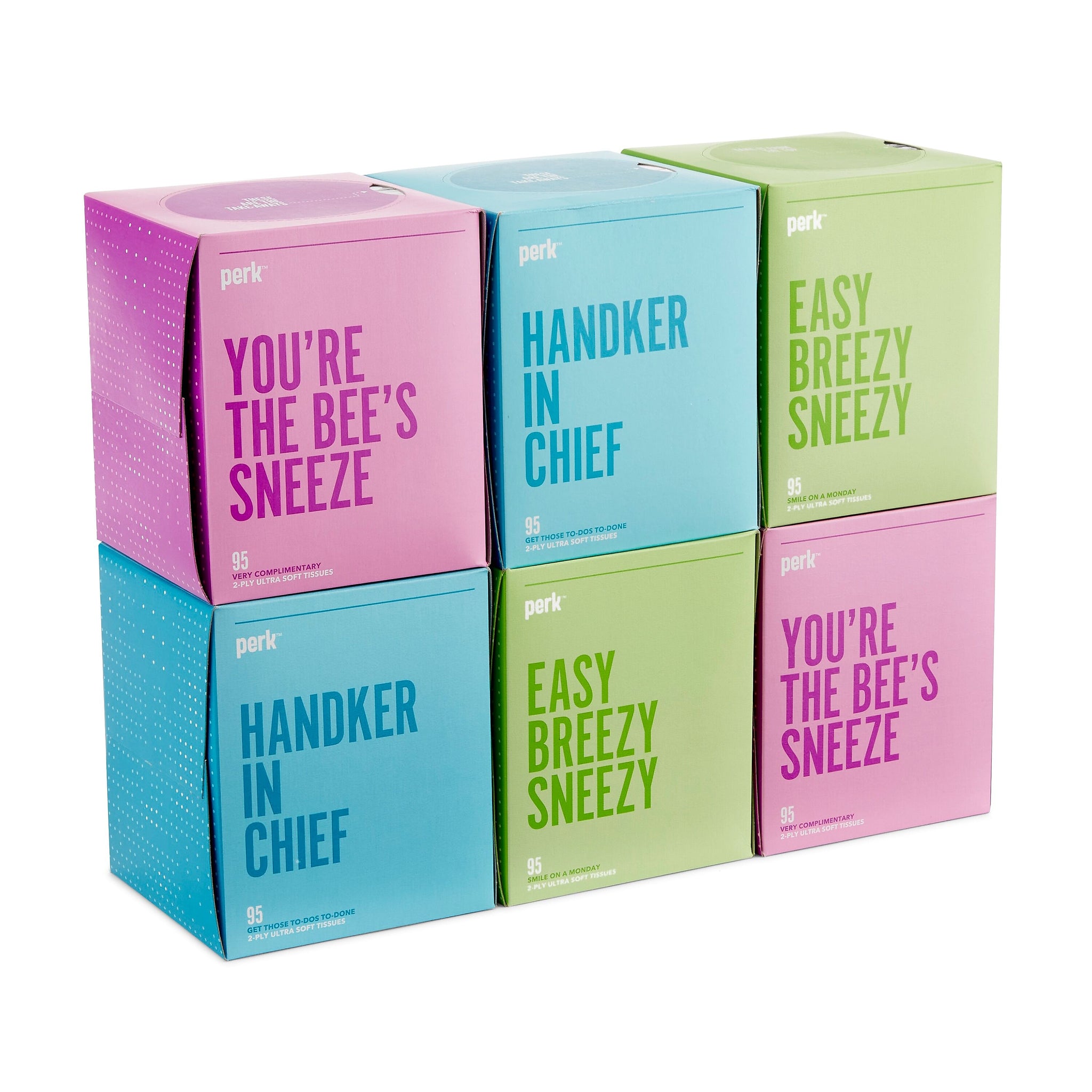 Perk™ Ultra Soft Standard Tissue, 2-Ply, 95 Sheets/Box, 6 Boxes/Pack