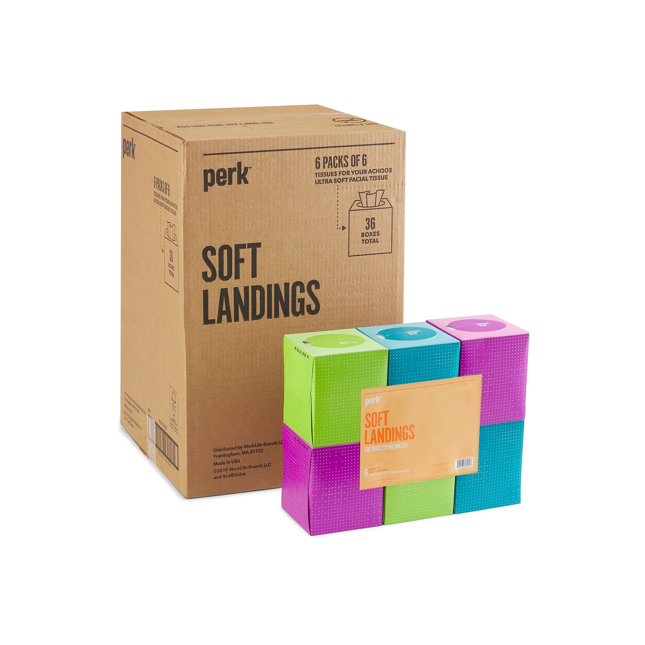 Perk™ Ultra Soft Tissue, 2-Ply, 95 Sheets/Box, 6 Boxes/Pack, 6 Packs/Carton