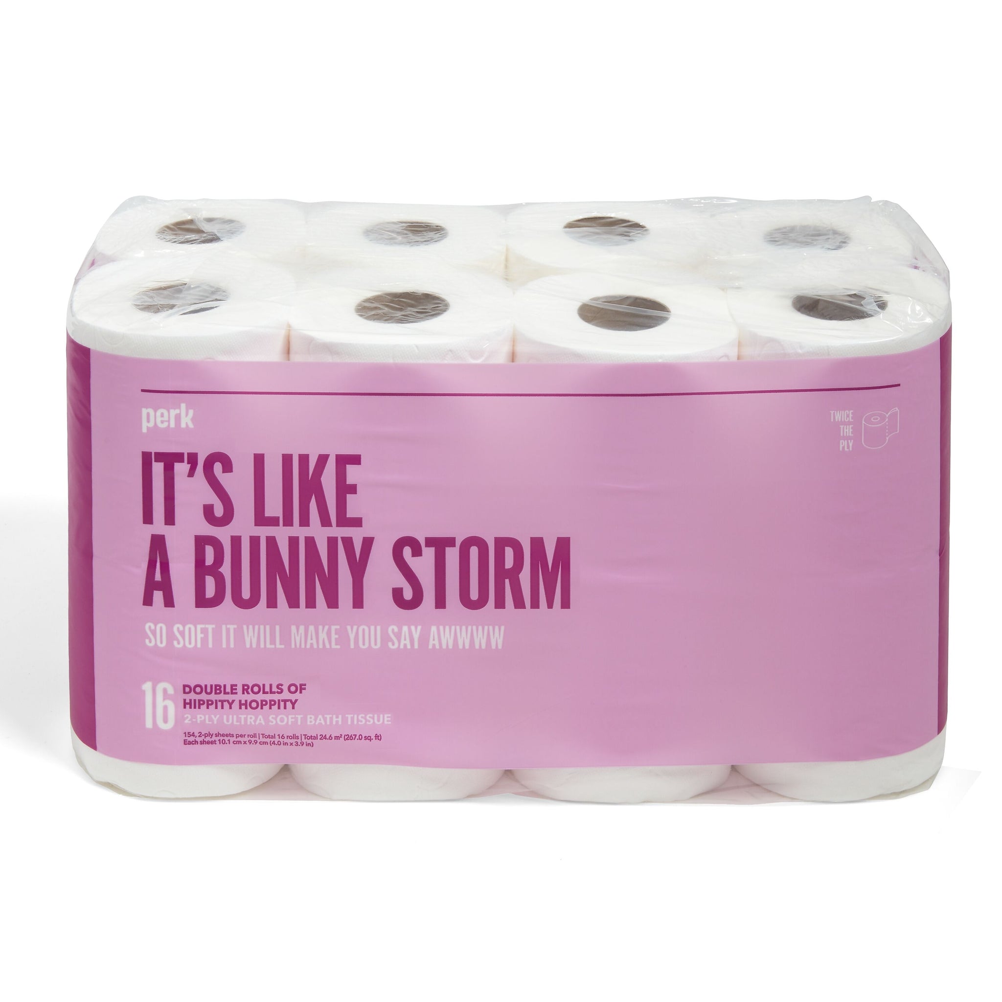 Perk™ Ultra Soft Toilet Paper, 2-ply, White, 154 Sheets/Roll, 16 Rolls/Case