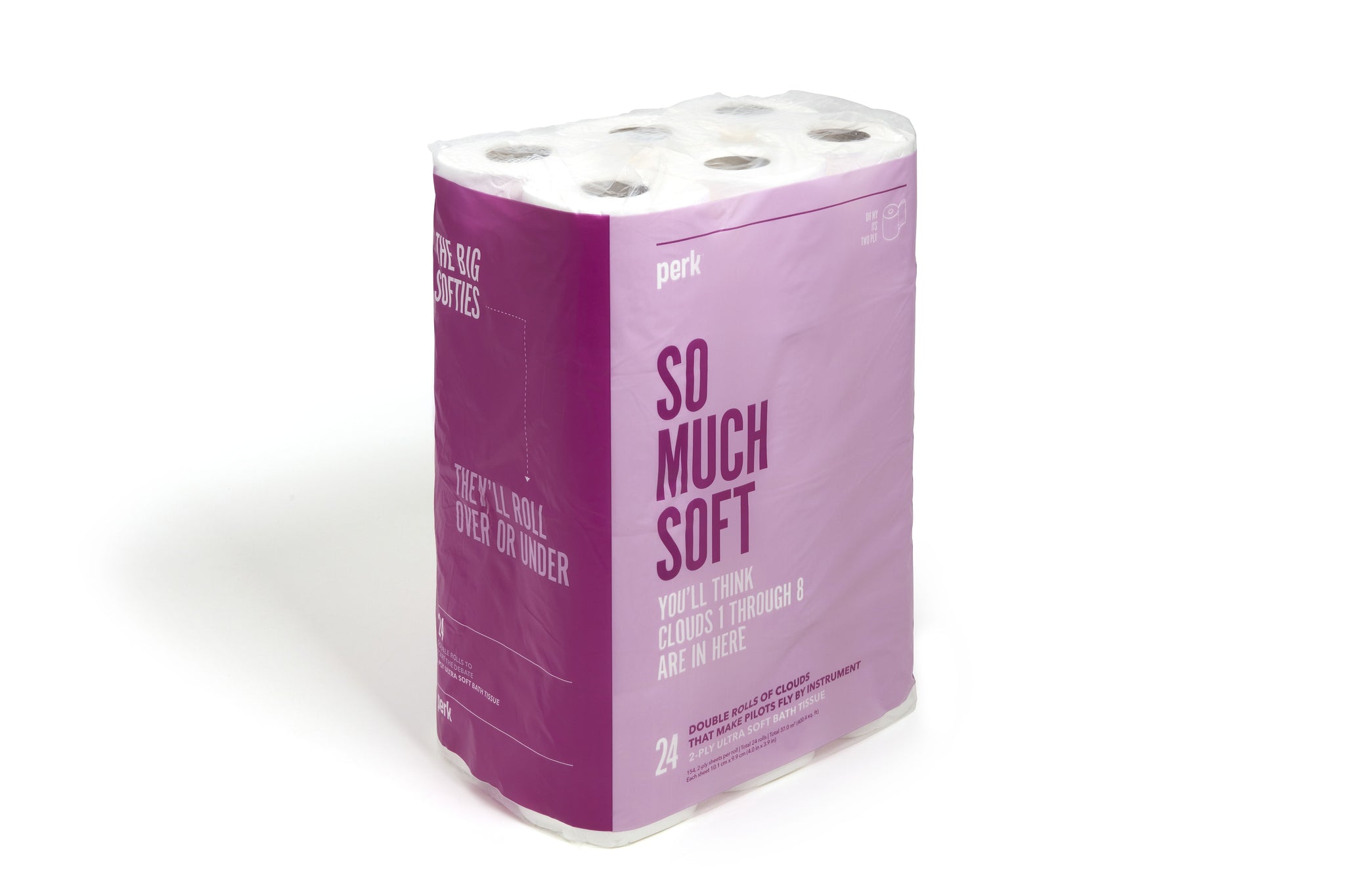 Perk™ Ultra Soft Toilet Paper, 2-ply, White, 154 Sheets/Roll, 24 Rolls/Case