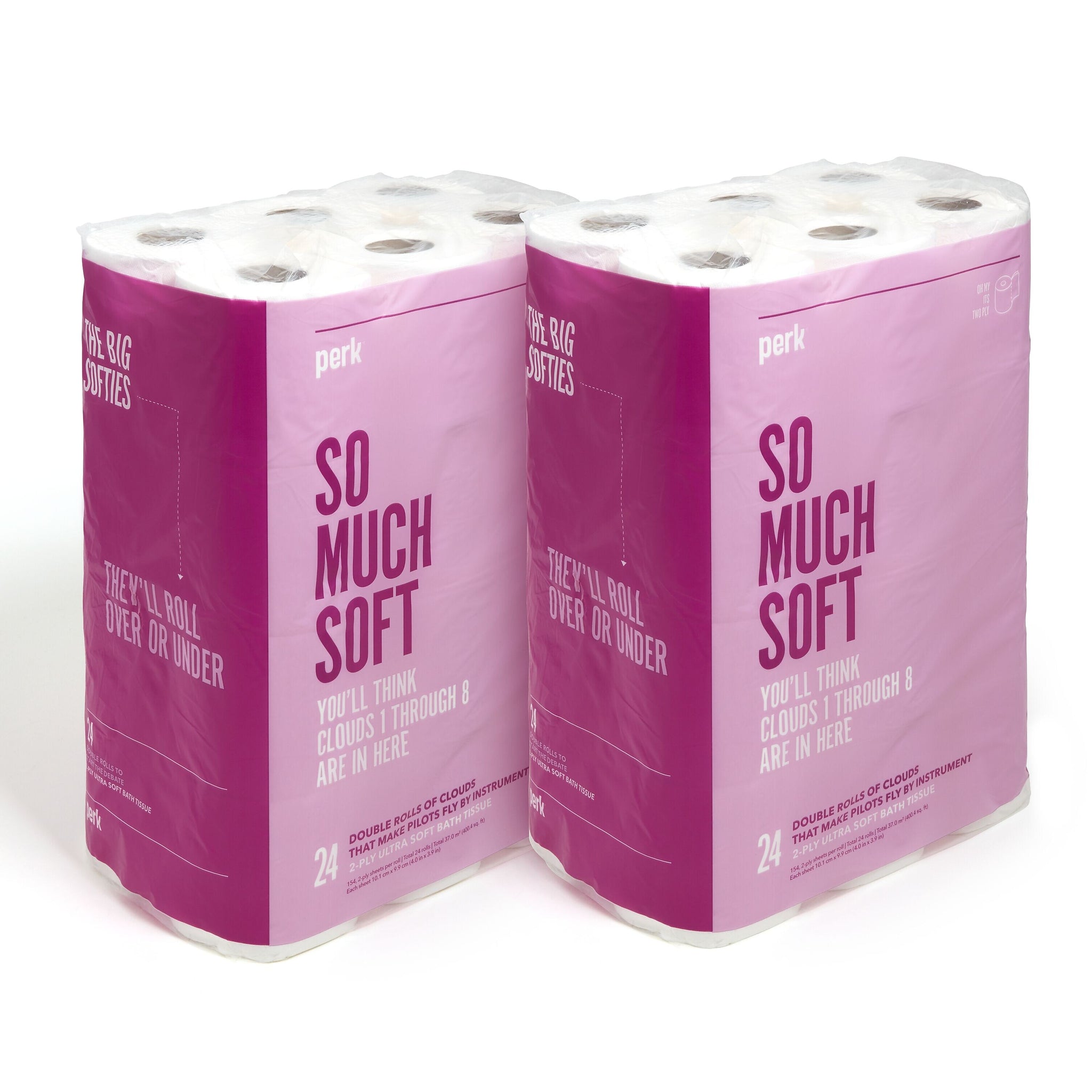 Perk™ Ultra Soft Toilet Paper, 2-ply, White, 154 Sheets/Roll, 48 Rolls/Case