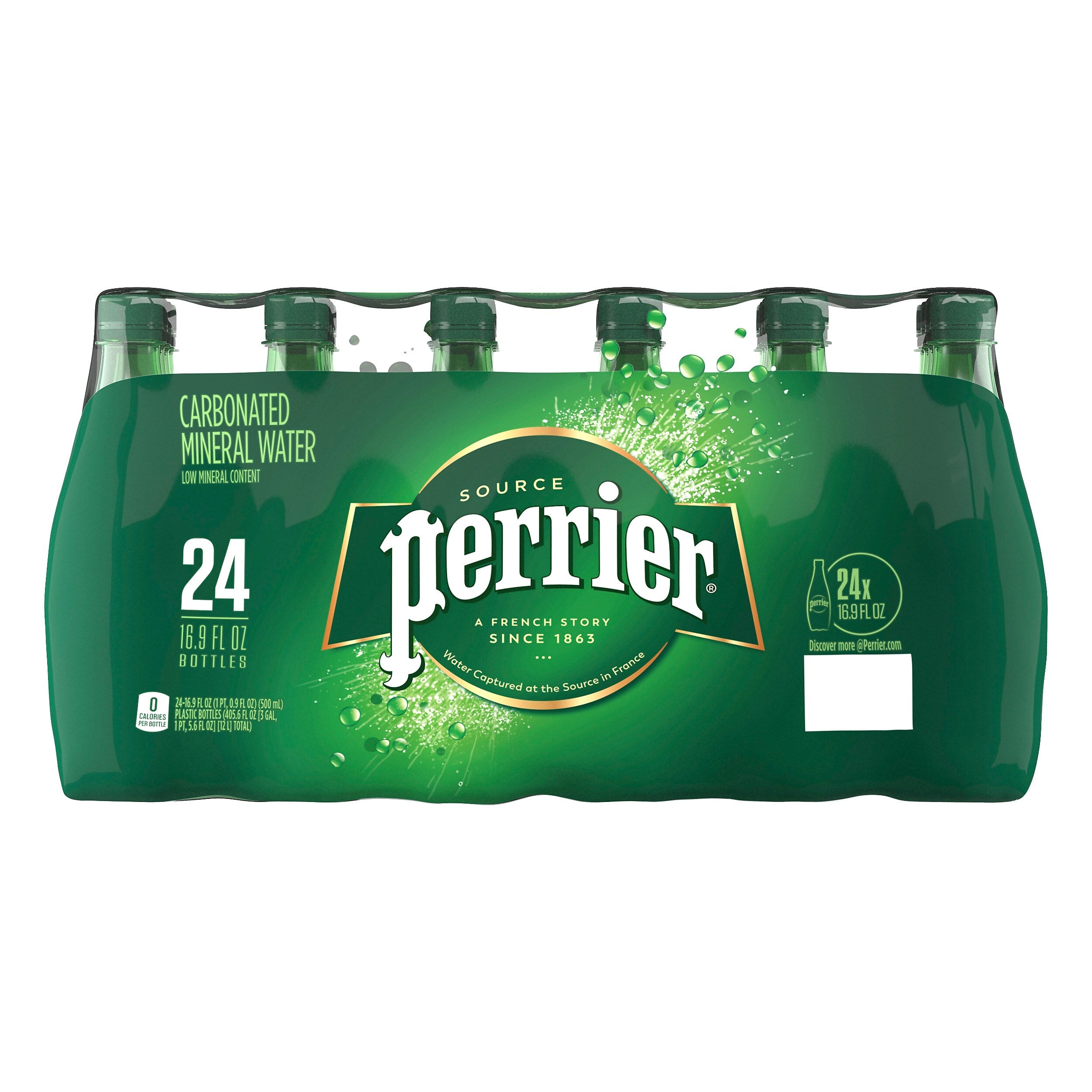 Perrier Carbonated Mineral Water, 16.9 Fl oz., 24/Carton