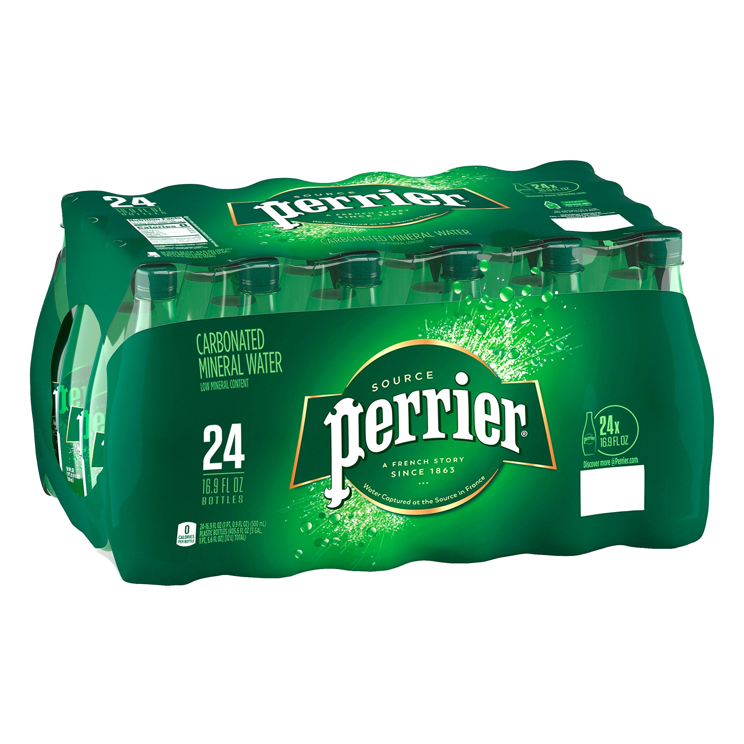 Perrier Carbonated Mineral Water, 16.9 Fl oz., 24/Carton