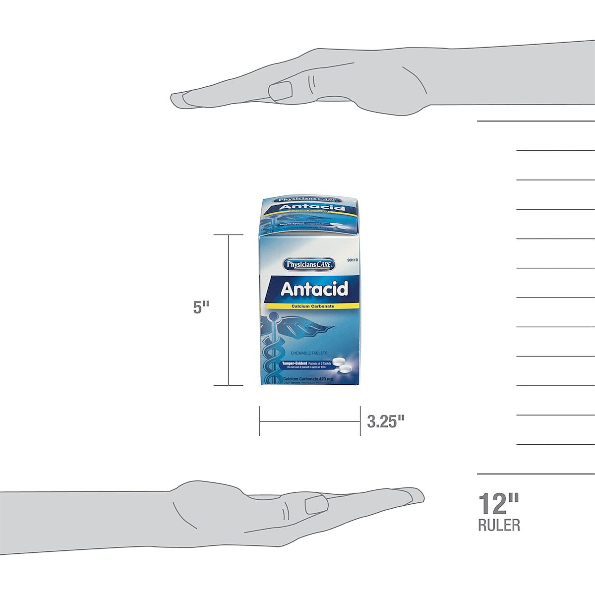 PhysiciansCare Antacid Chewable Tablets, 2/Packet, 125 Packets/Box