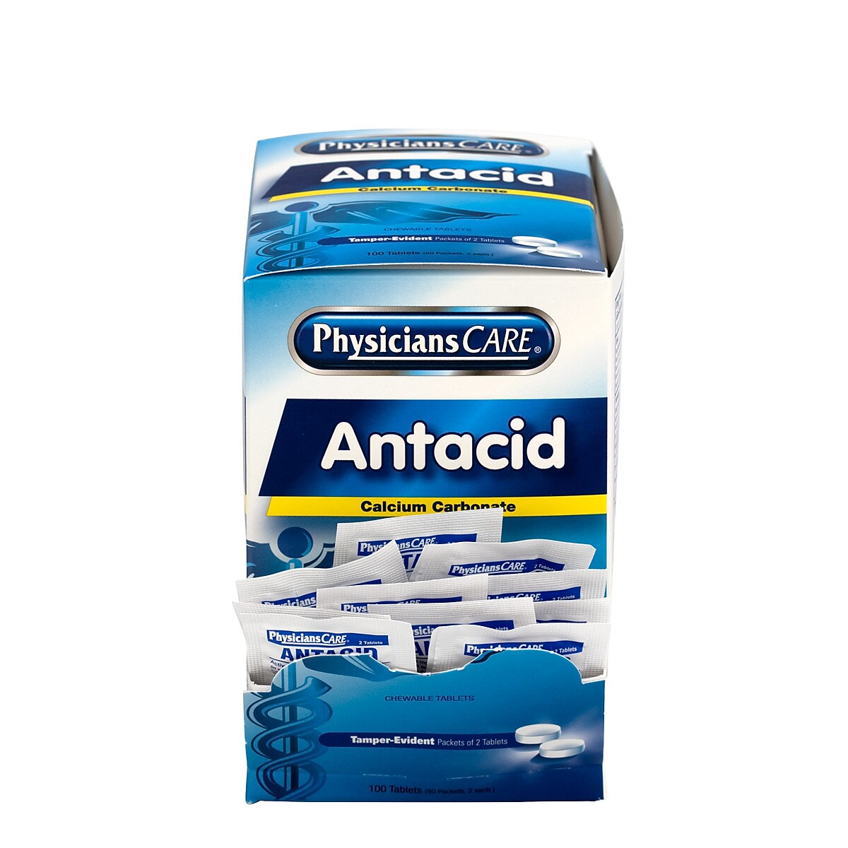 PhysiciansCare Antacid Chewable Tablets, 2/Packet, 50 Packets/Box