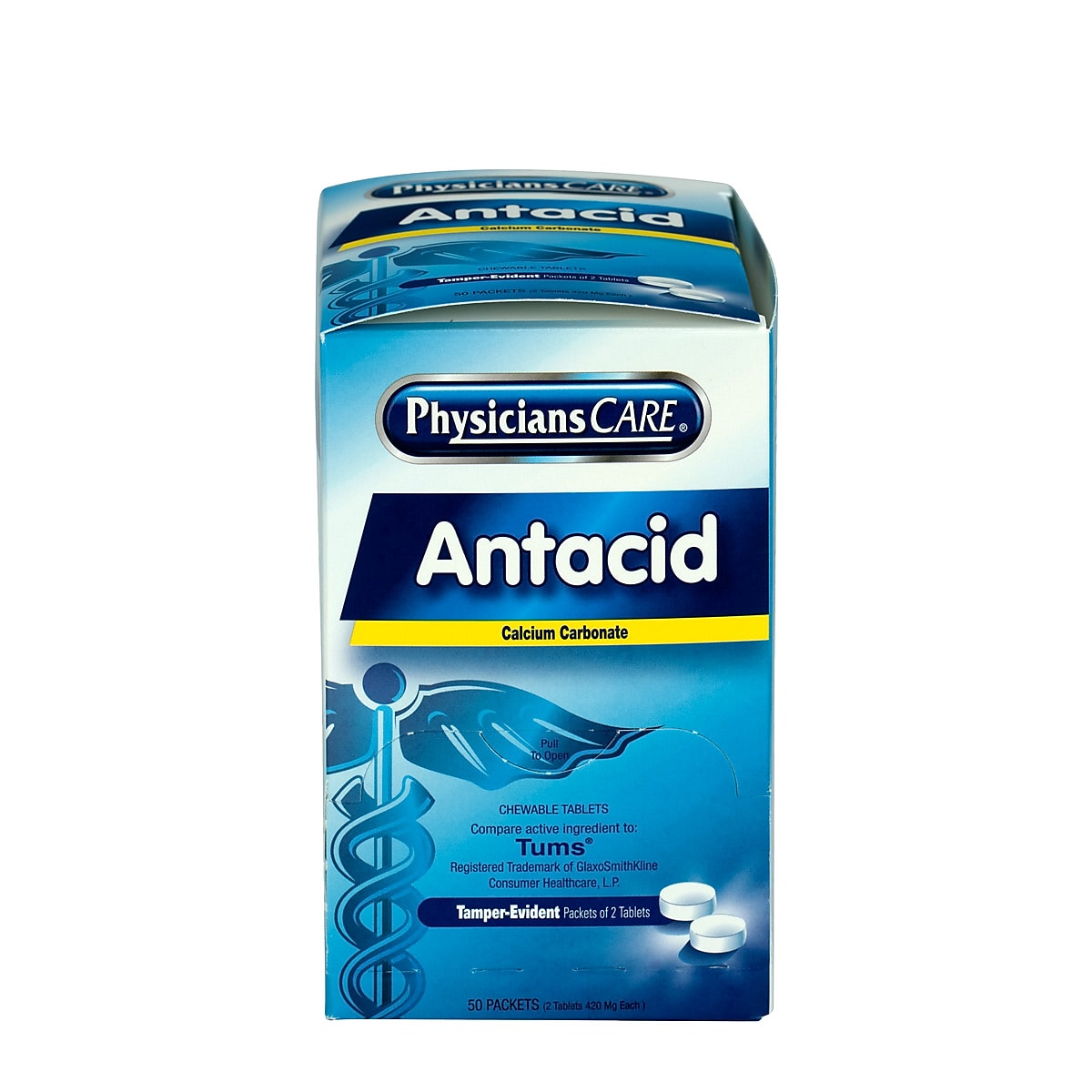 PhysiciansCare Antacid Chewable Tablets, 2/Packet, 50 Packets/Box