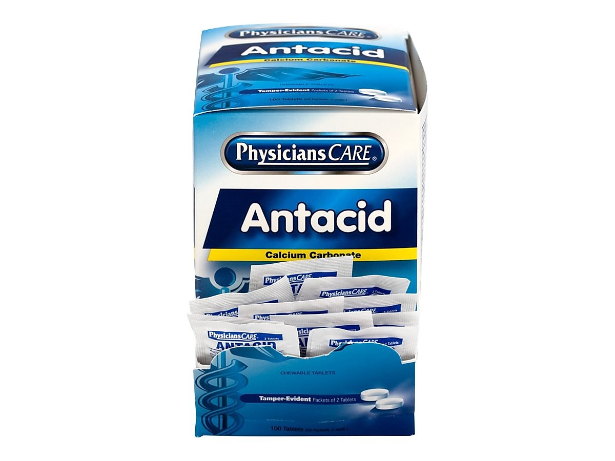 PhysiciansCare Antacid Chewable Tablets, 2/Packet, 50 Packets/Box