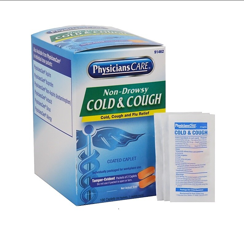 PhysiciansCare Cold & Cough Tablets, 2/Pack, 50 Packs/Box – Personal ...