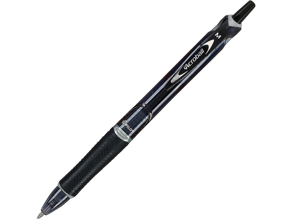 Pilot Acroball Colors Advanced Ink Retractable Ballpoint Pens, Medium Point, Black Ink, Dozen