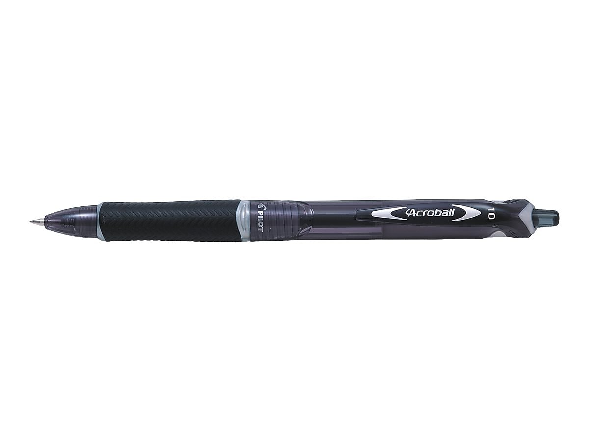 Pilot Acroball Colors Advanced Ink Retractable Ballpoint Pens, Medium Point, Black Ink, Dozen