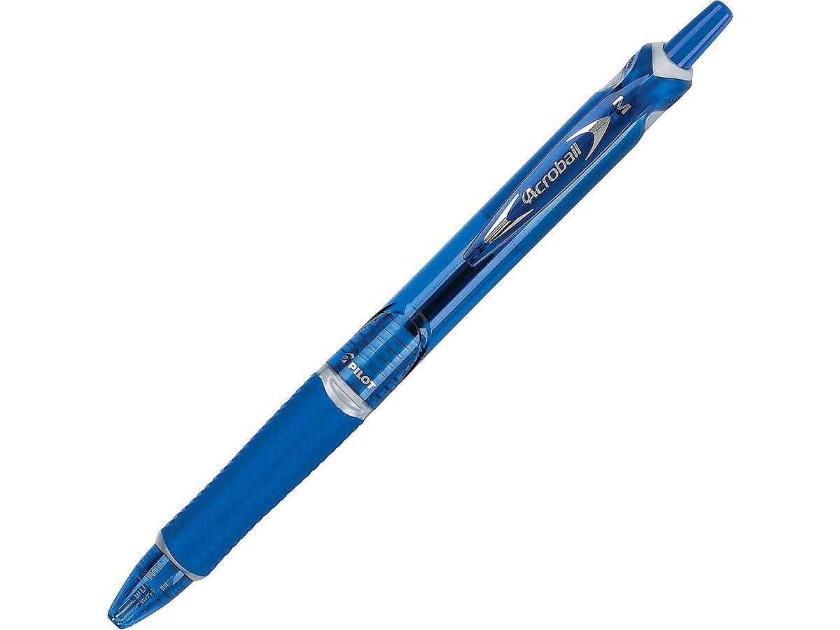 Pilot Acroball Colors Advanced Ink Retractable Ballpoint Pens, Medium Point, Blue Ink, Dozen