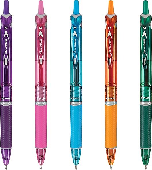 Pilot Acroball Colors Ballpoint Pens, Medium Point, Assorted Inks, 5/Pack