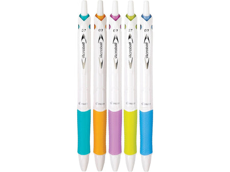 Pilot Acroball PureWhite Advanced Ink Retractable Ballpoint Pens, Fine Point, Black Ink, 5/Pack