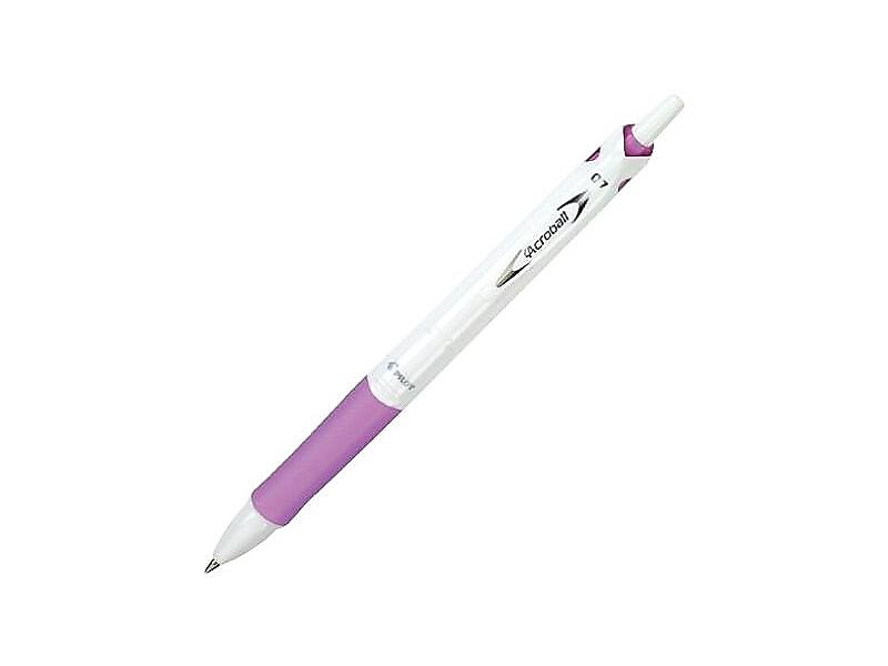 Pilot Acroball PureWhite Advanced Ink Retractable Ballpoint Pens, Fine Point, Black Ink, Dozen