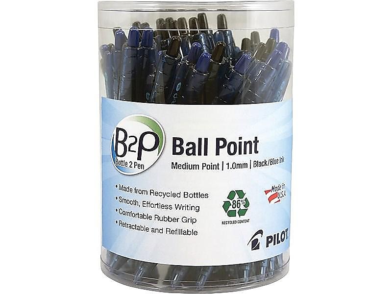 Pilot B2P Bottle 2 Pen Retractable Ballpoint Pens, Medium Point, Assorted Ink, 36/Pack