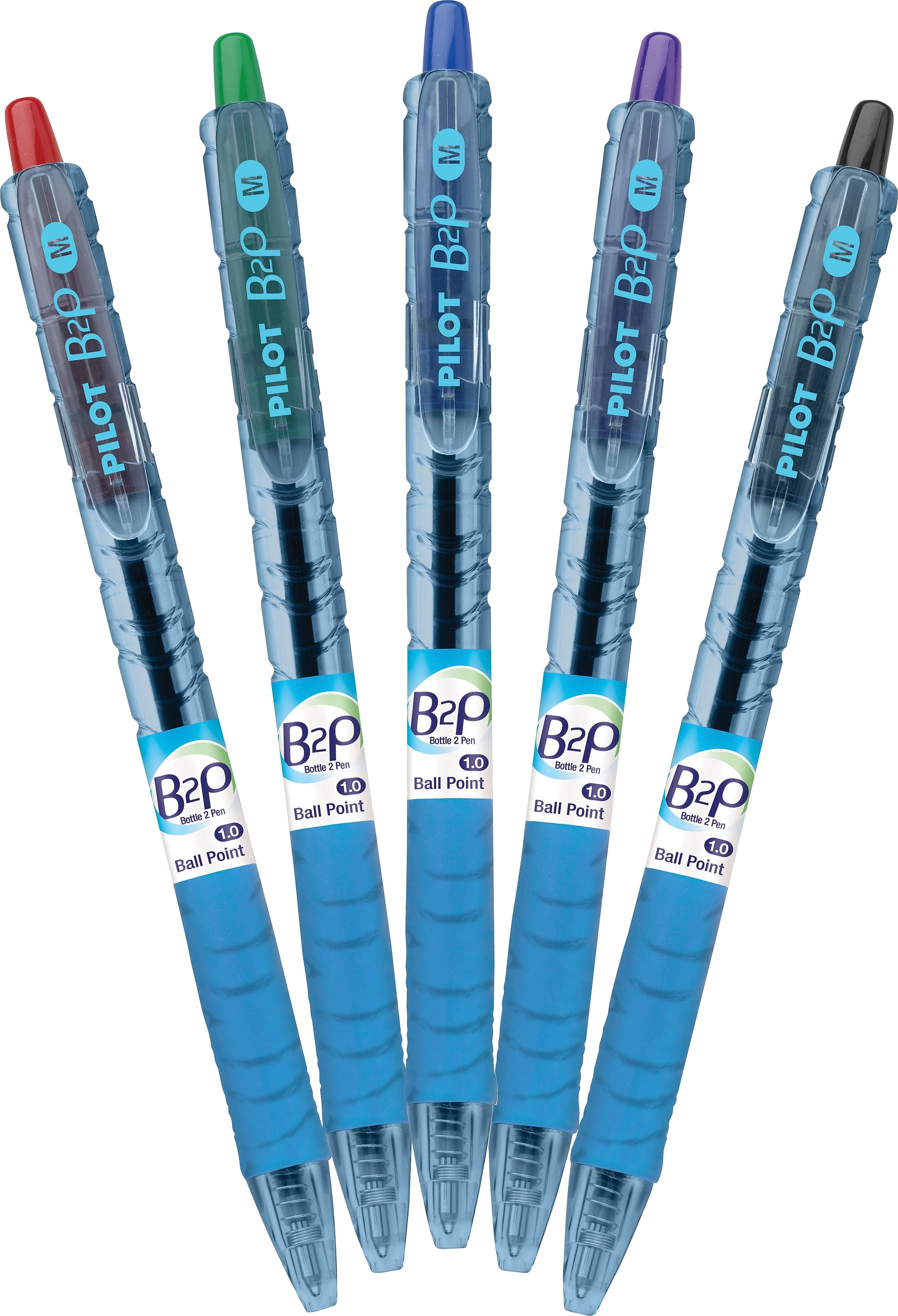 Pilot B2P Bottle 2 Pen Retractable Ballpoint Pens, Medium Point, Assorted Ink, 5/Pack