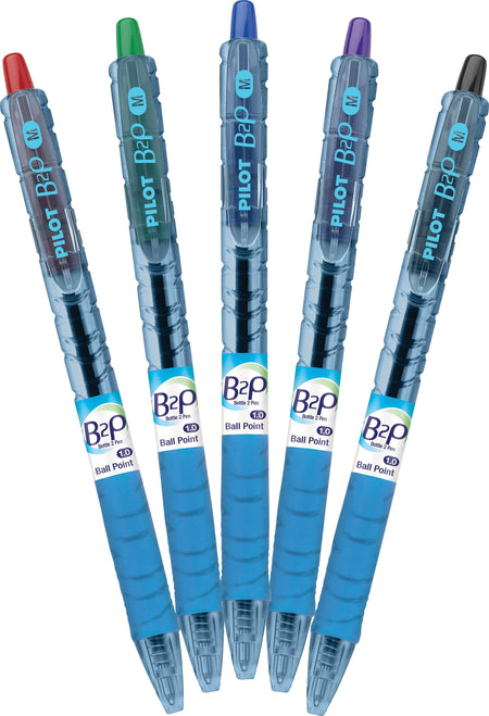 Pilot B2P Bottle 2 Pen Retractable Ballpoint Pens, Medium Point, Assorted Ink, 5/Pack