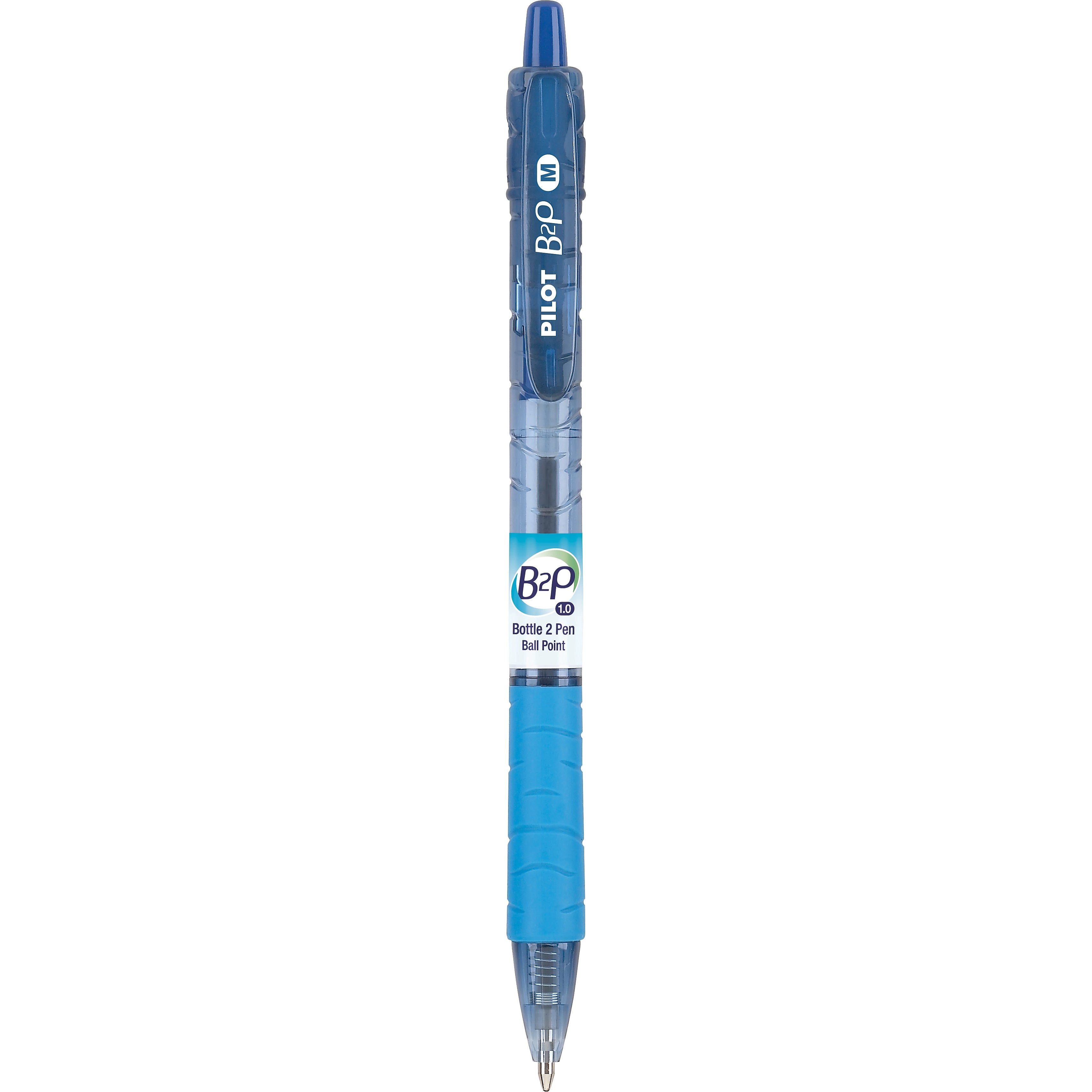 Pilot B2P Bottle 2 Pen Retractable Ballpoint Pens, Medium Point, Blue Ink, Dozen