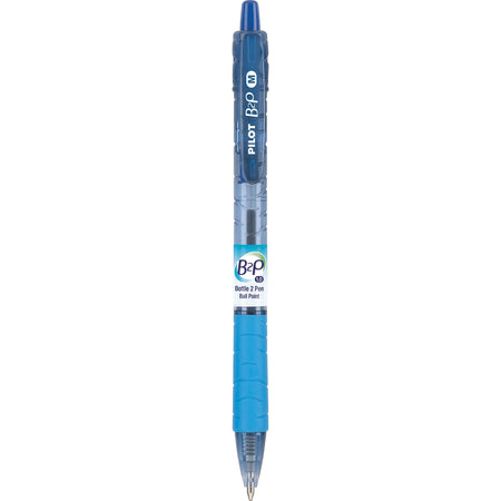 Pilot B2P Bottle 2 Pen Retractable Ballpoint Pens, Medium Point, Blue Ink, Dozen