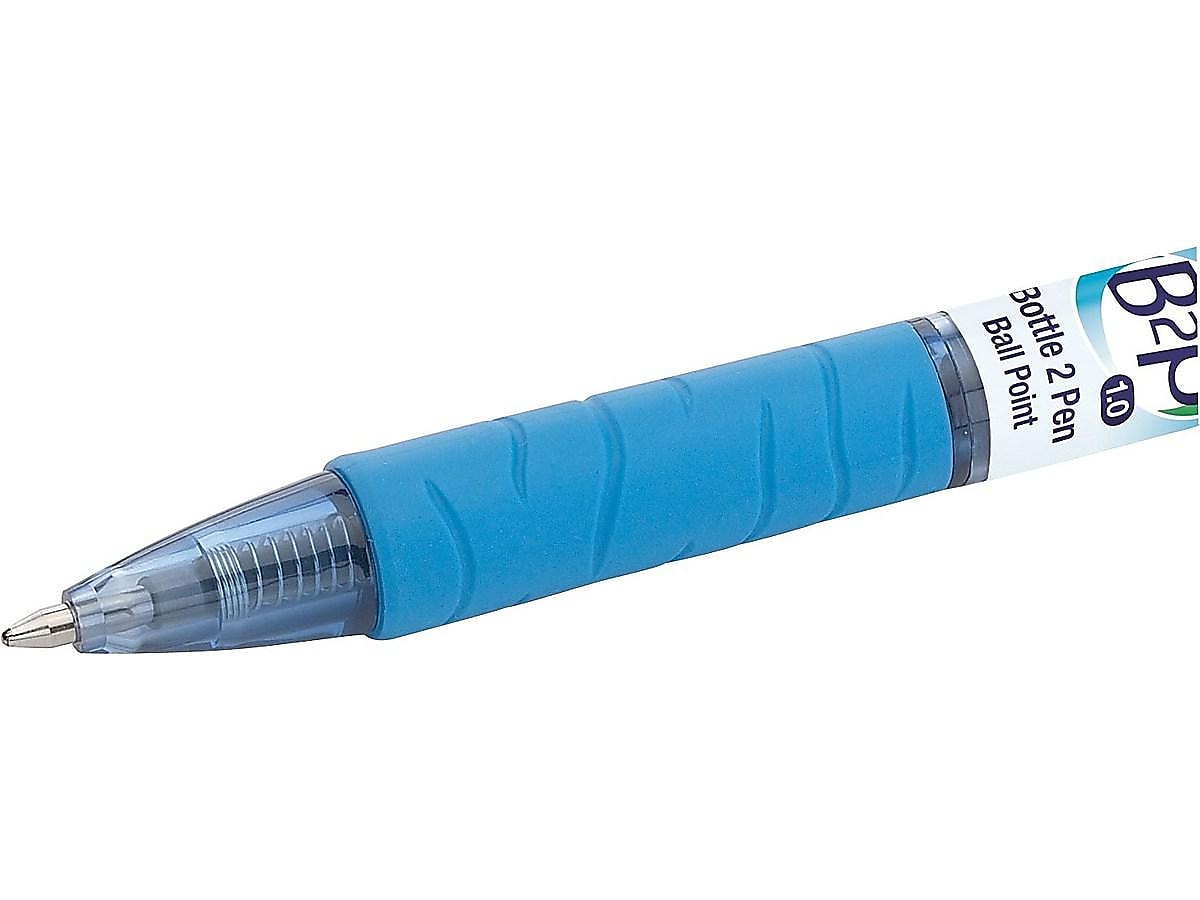 Pilot B2P Bottle 2 Pen Retractable Ballpoint Pens, Medium Point, Blue Ink, Dozen