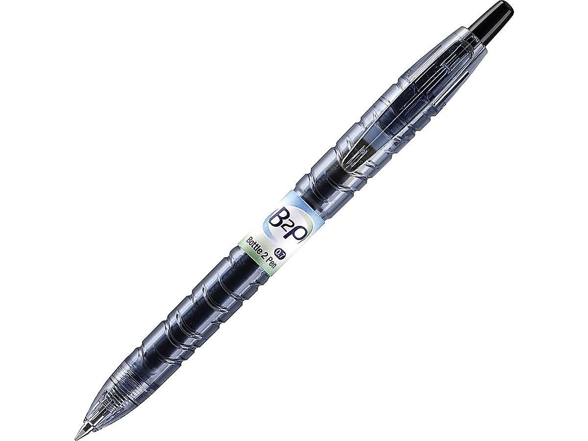 Pilot B2P Bottle 2 Pen Retractable Gel Pens, Fine Point, Black Ink, Dozen