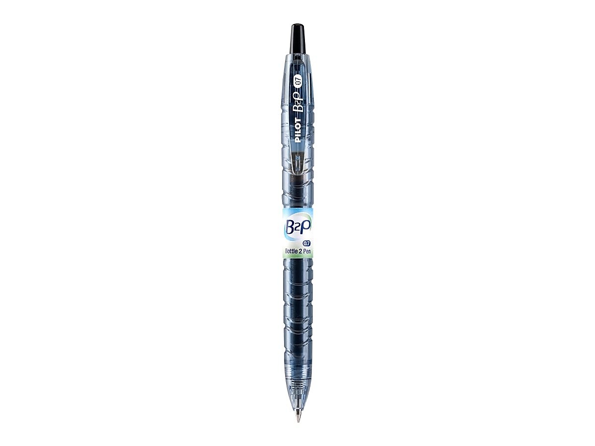 Pilot B2P Bottle 2 Pen Retractable Gel Pens, Fine Point, Black Ink, Dozen