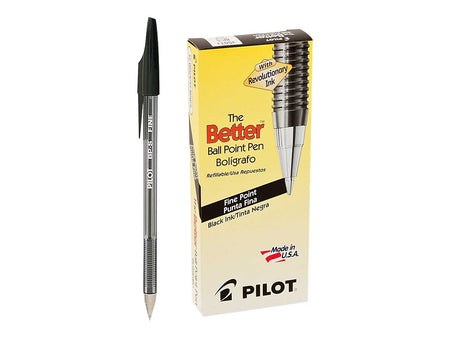 Pilot Better Ballpoint Pens, Fine Point, Black Ink, Dozen