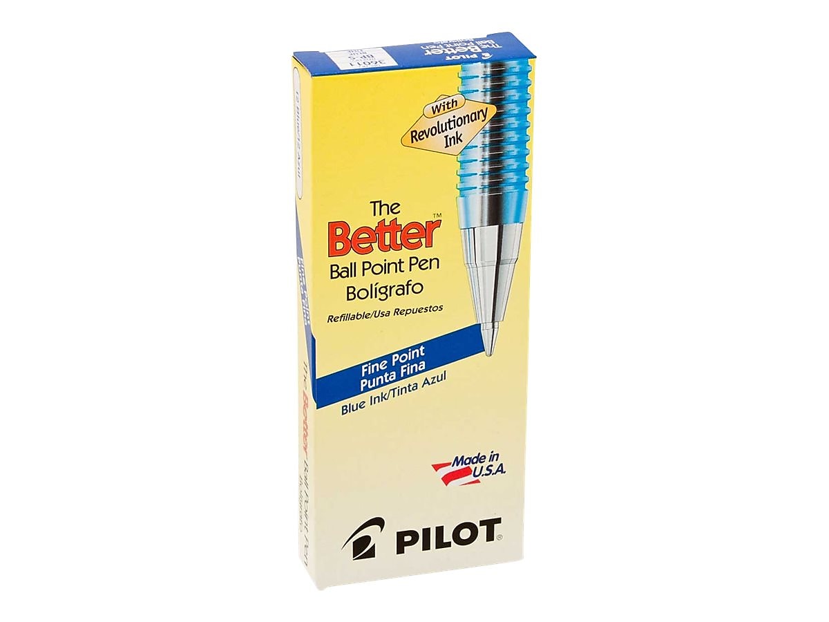 Pilot Better Ballpoint Pens, Fine Point, Blue Ink, Dozen