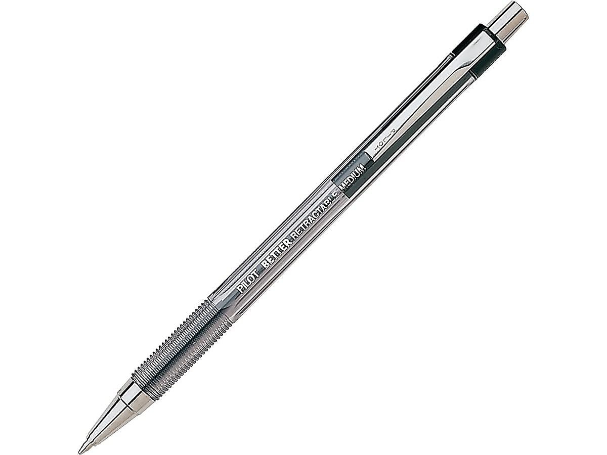 Pilot Better Retractable Ballpoint Pens, Medium Point, Black Ink, Dozen