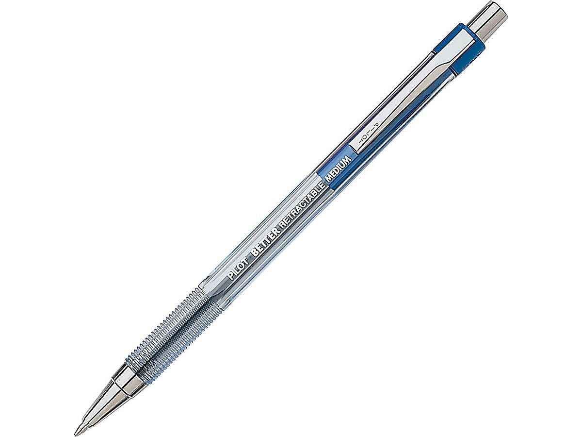 Pilot Better Retractable Ballpoint Pens, Medium Point, Blue Ink, Dozen